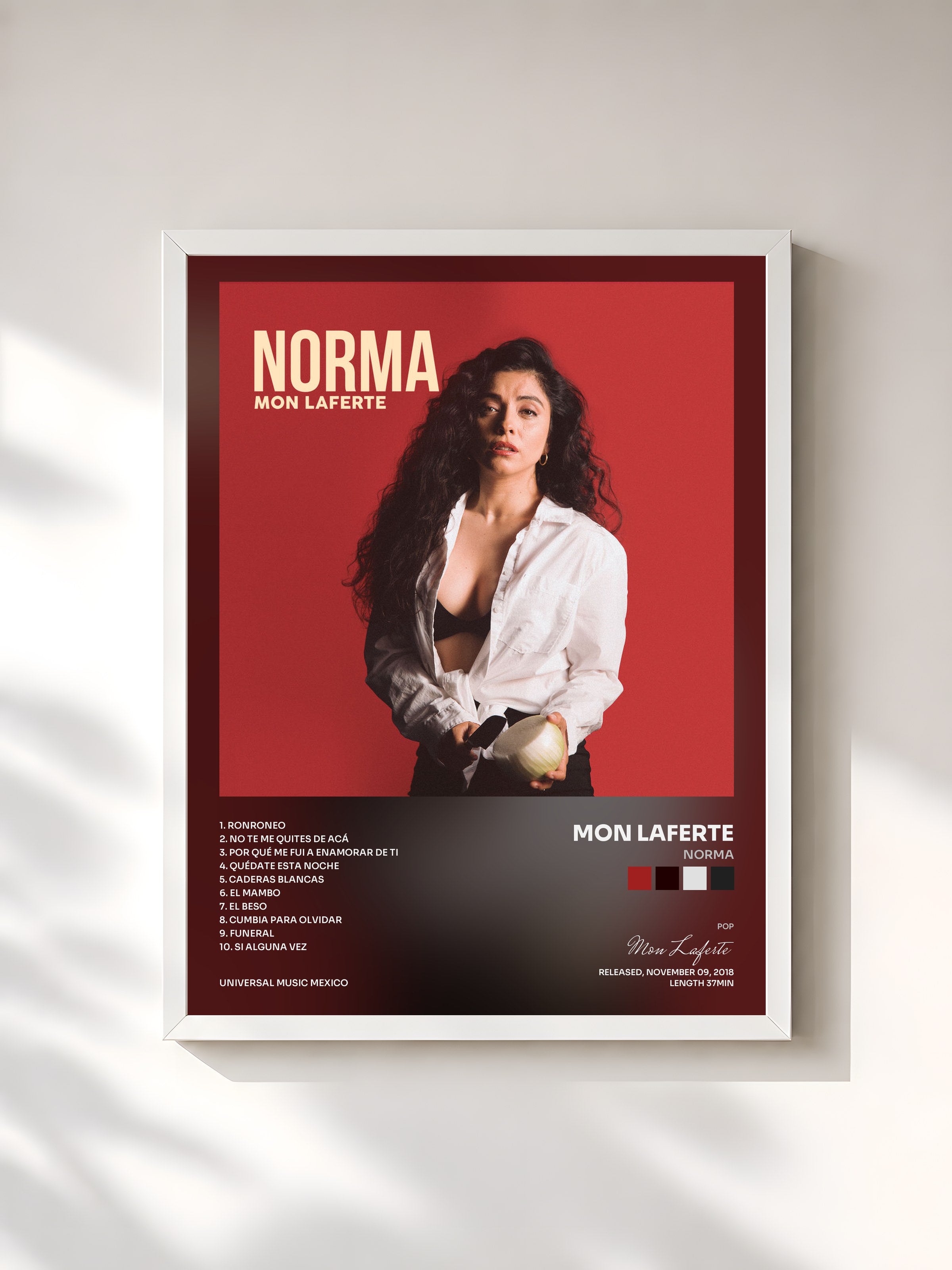 #blanc Tableau de l'album Norma de Mon Laferte, cadre blanc, imprimé et encadré en France