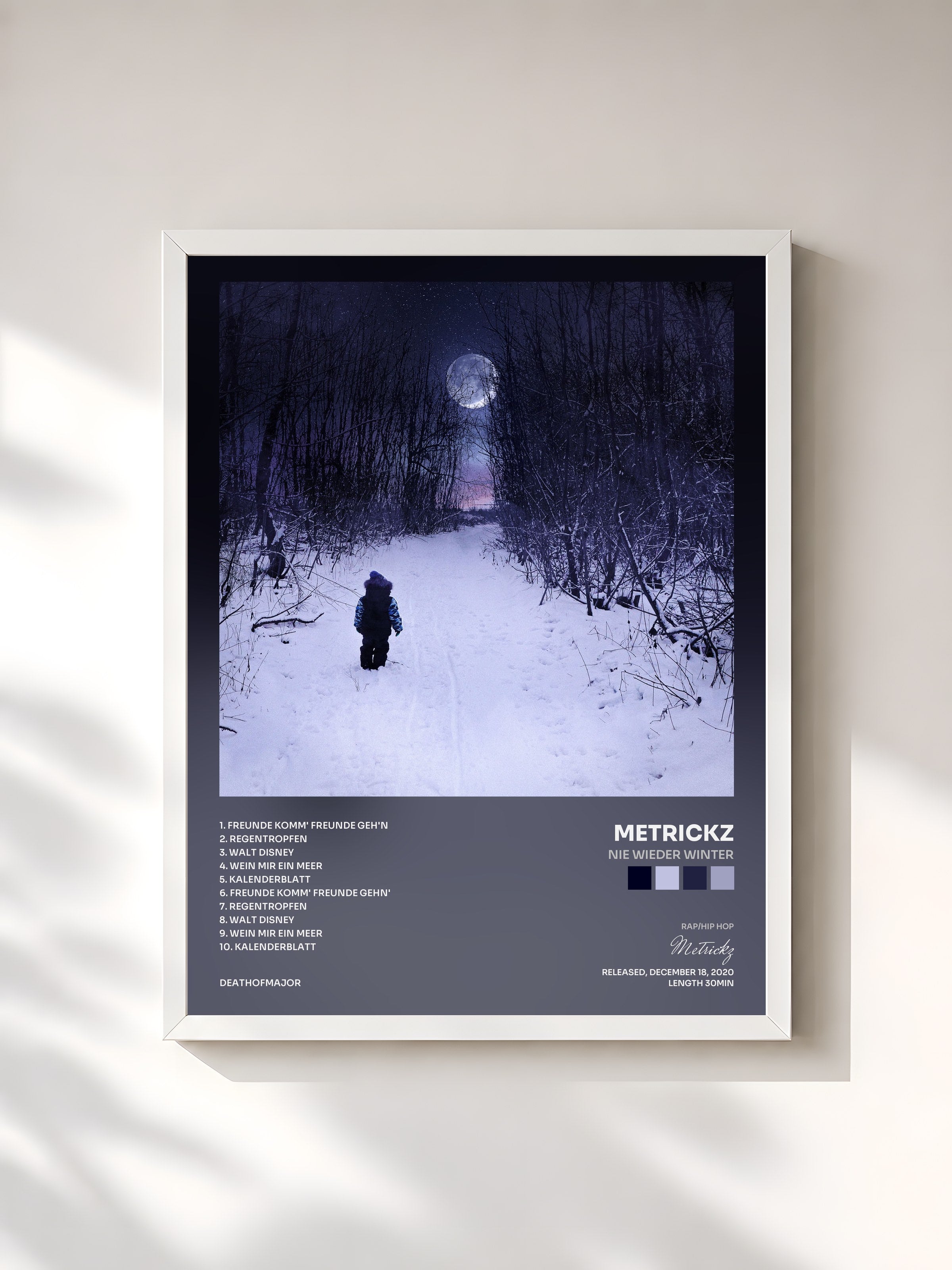 #blanc Tableau de l'album Nie wieder Winter de Metrickz, cadre blanc, imprimé et encadré en France