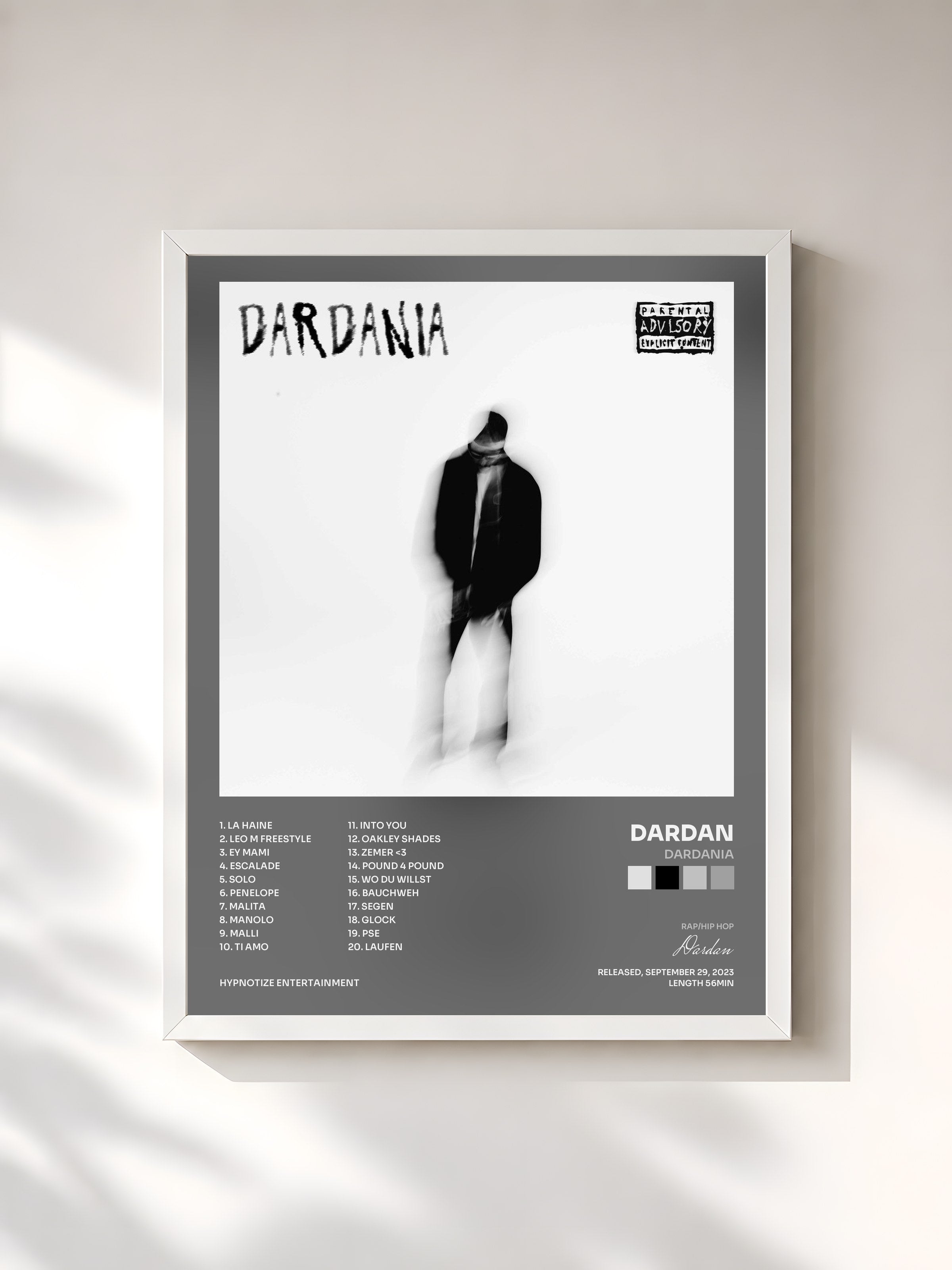 #blanc Tableau de l'album Dardania de Dardan, cadre blanc, imprimé et encadré en France