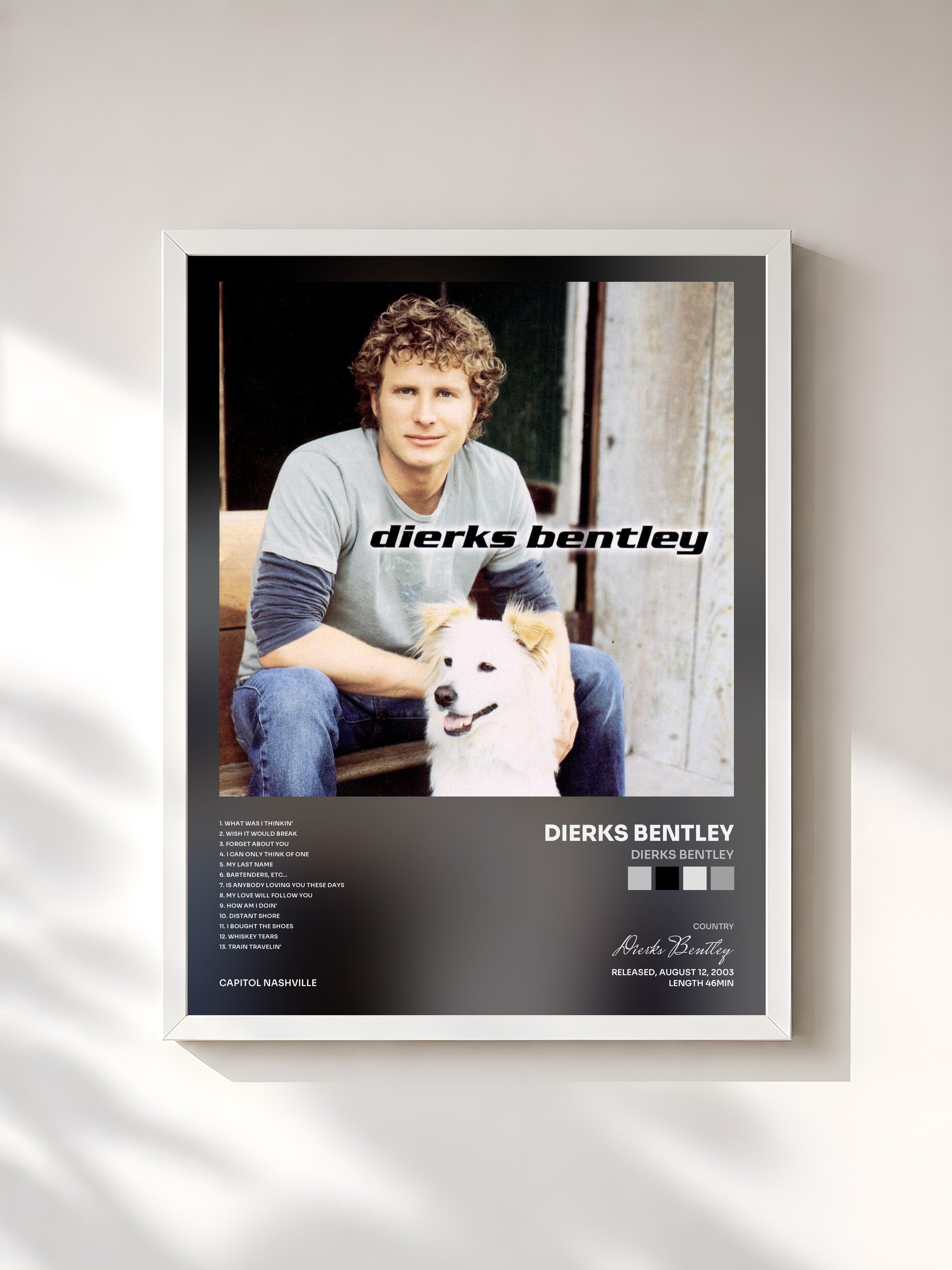 #blanc Tableau de l'album Dierks Bentley de Dierks Bentley, cadre blanc, imprimé et encadré en France