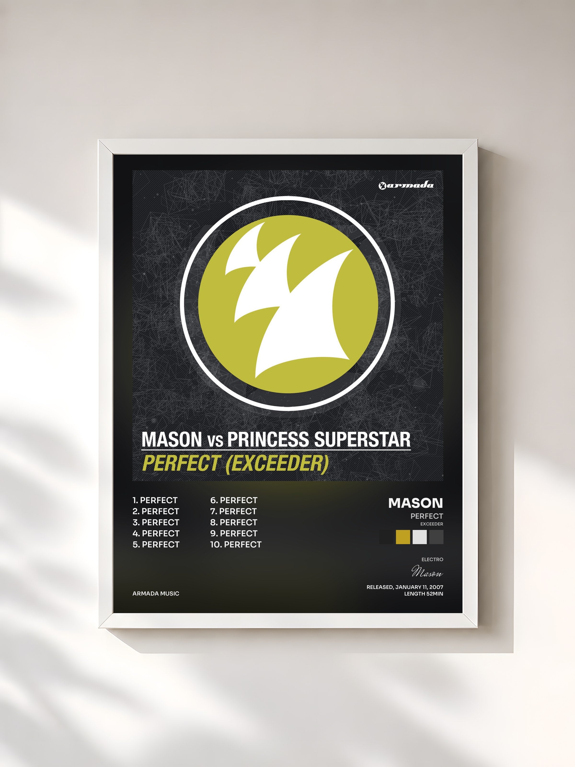 #blanc Tableau de l'album Perfect (Exceeder) de Mason, cadre blanc, imprimé et encadré en France