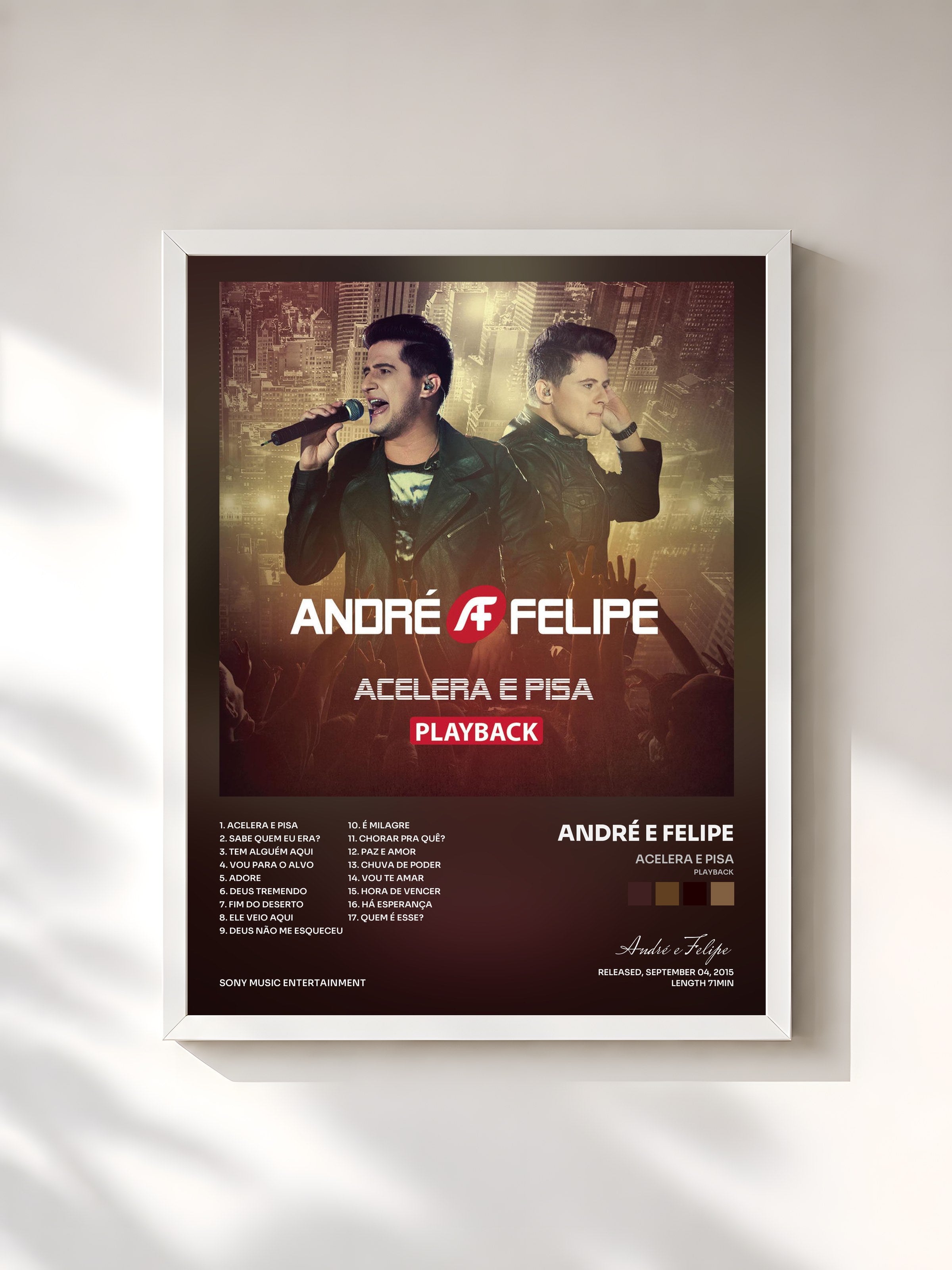 #blanc Tableau de l'album Acelera e Pisa (Playback) de André e Felipe, cadre blanc, imprimé et encadré en France