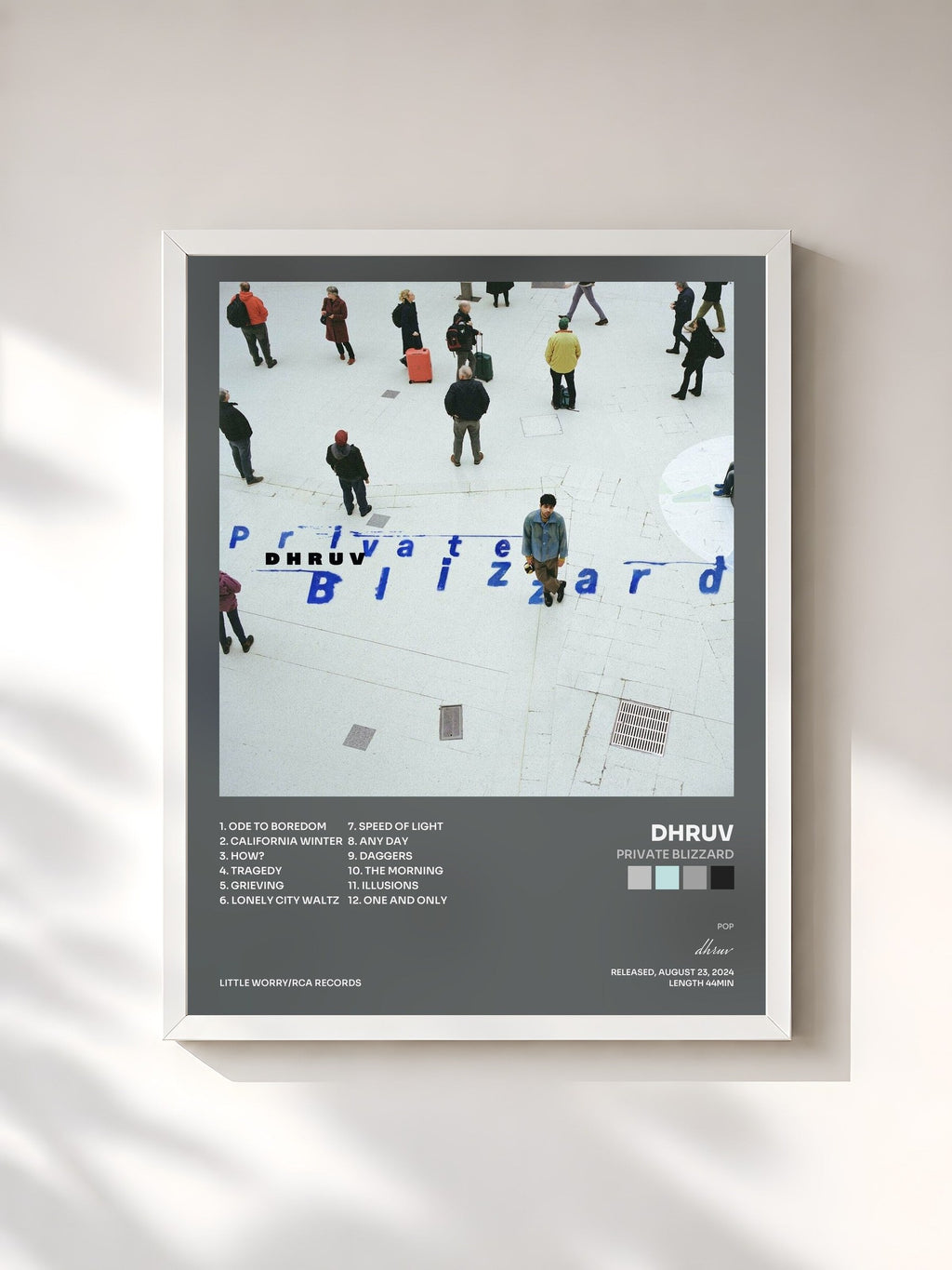 #blanc Tableau de l'album Private Blizzard de dhruv, cadre blanc, imprimé et encadré en France