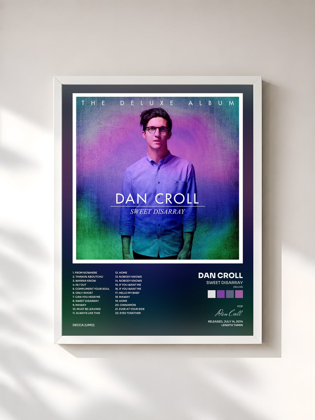 #blanc Tableau de l'album Sweet Disarray (Deluxe) de Dan Croll, cadre blanc, imprimé et encadré en France