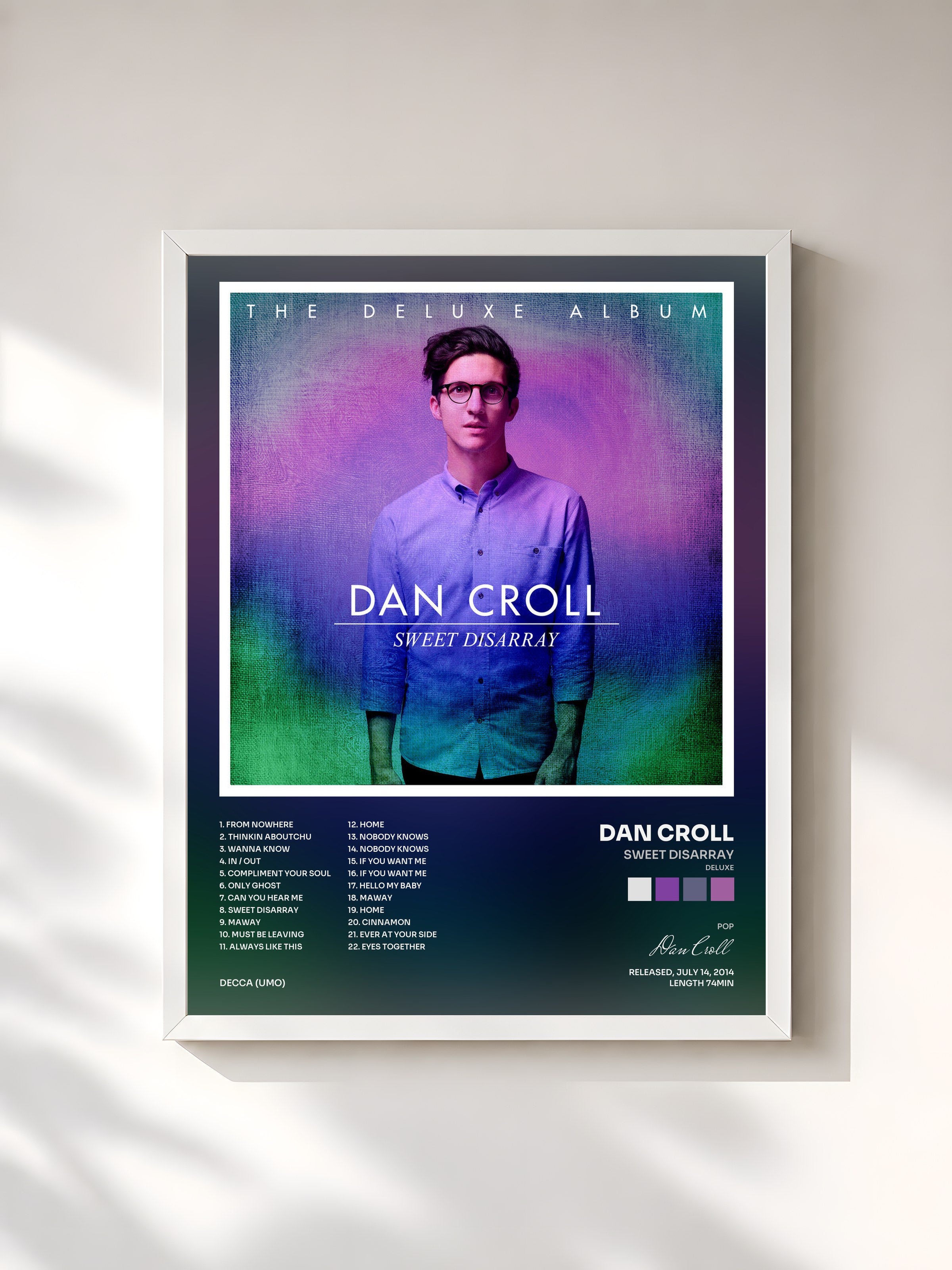 #blanc Tableau de l'album Sweet Disarray (Deluxe) de Dan Croll, cadre blanc, imprimé et encadré en France