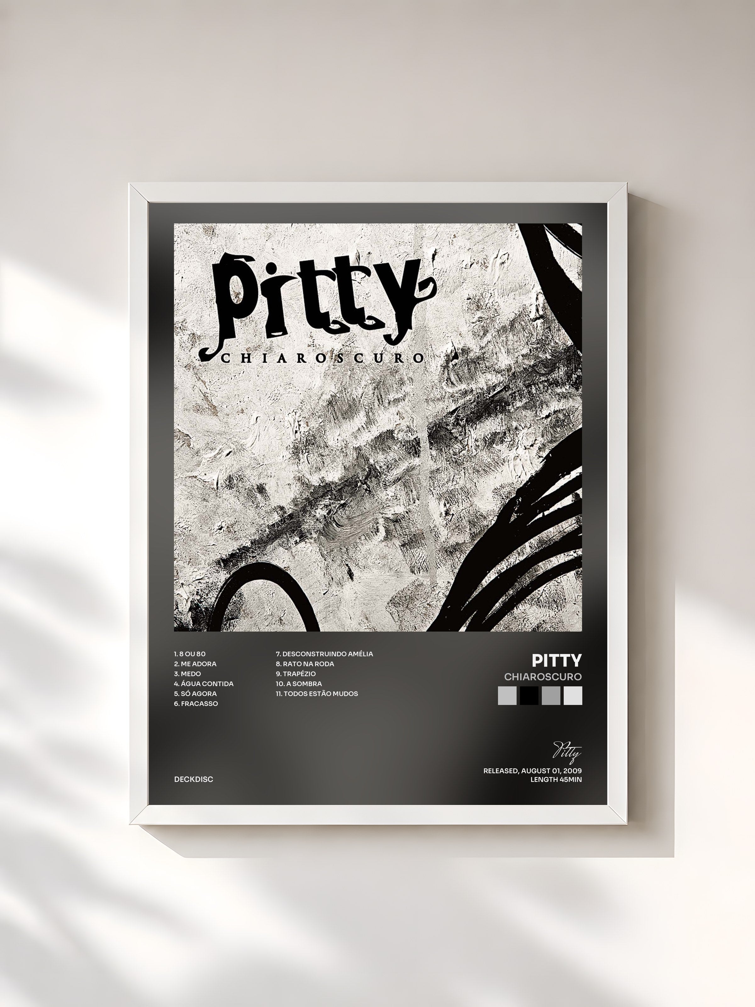 #blanc Tableau de l'album Chiaroscuro de Pitty, cadre blanc, imprimé et encadré en France