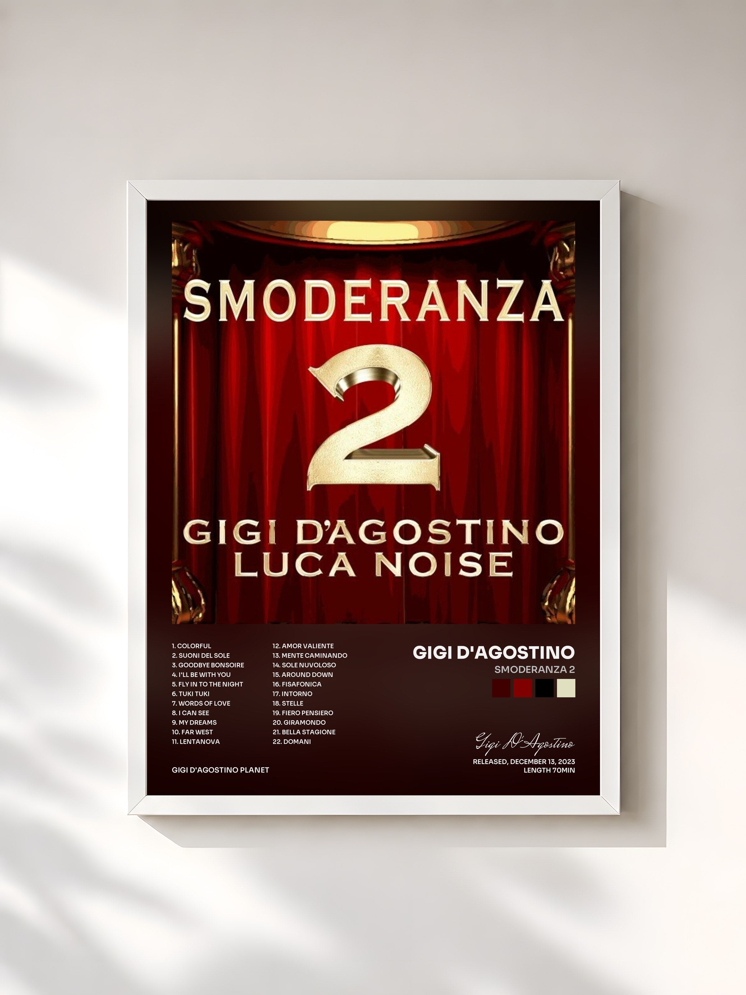 #blanc Tableau de l'album Smoderanza 2 de Gigi D'Agostino, cadre blanc, imprimé et encadré en France