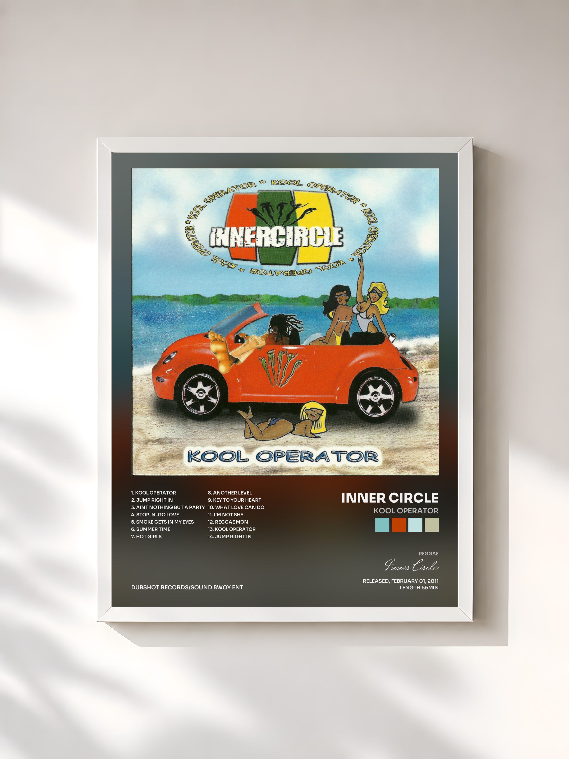 #blanc Tableau de l'album Kool Operator de Inner Circle, cadre blanc, imprimé et encadré en France