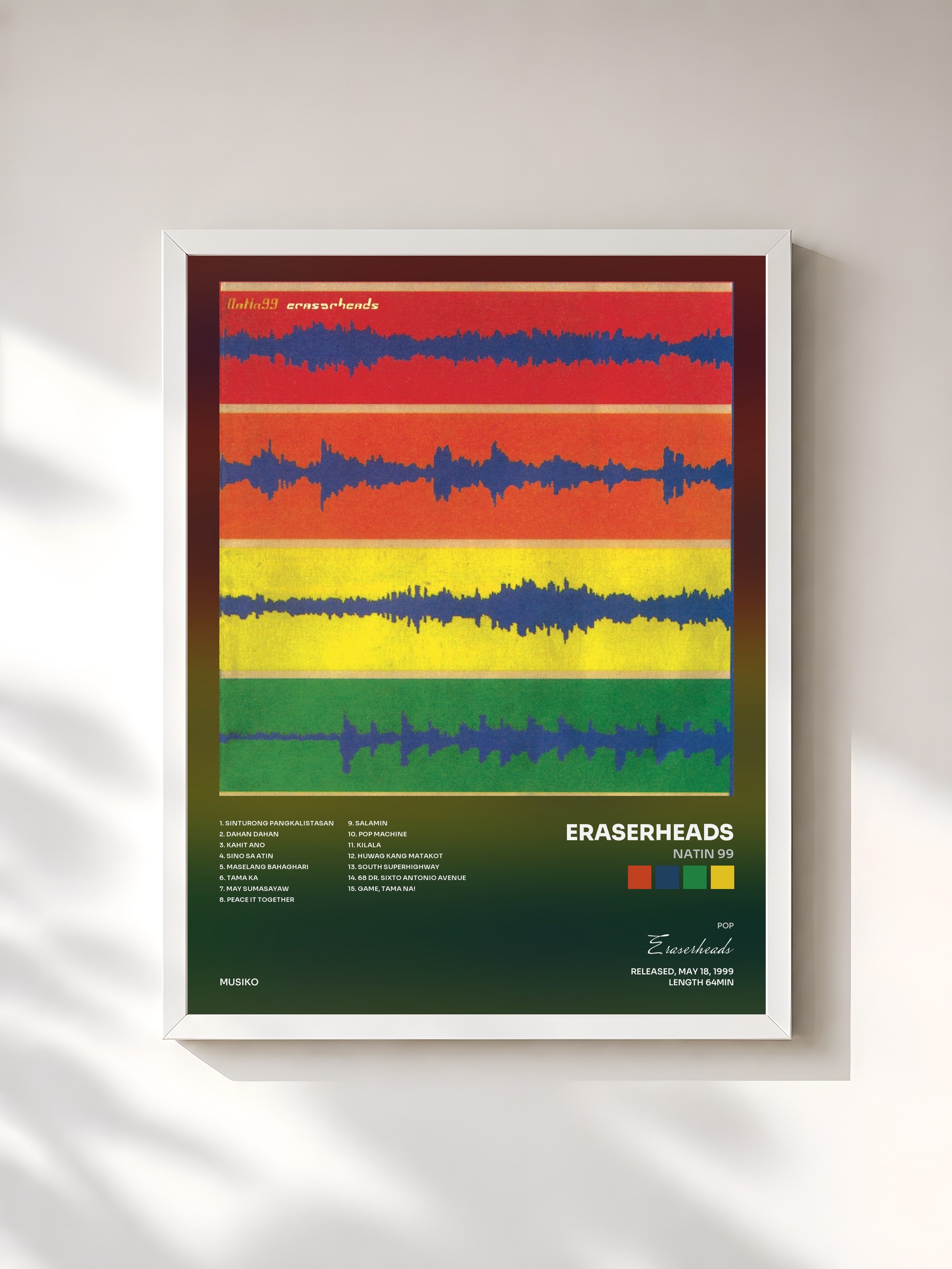 #blanc Tableau de l'album Natin 99 de Eraserheads, cadre blanc, imprimé et encadré en France