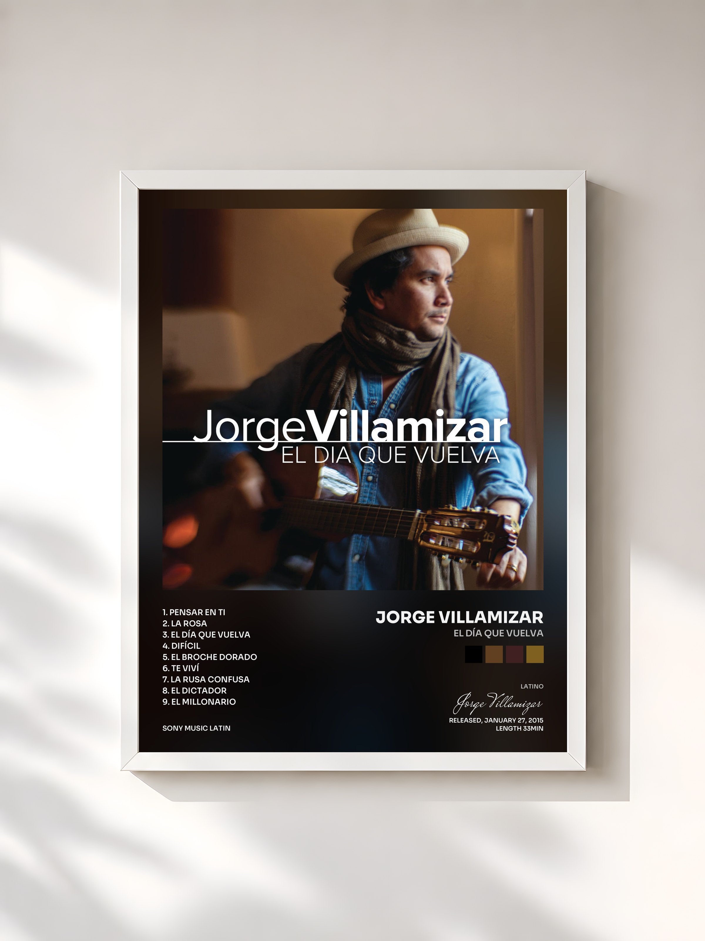 #blanc Tableau de l'album El Día Que Vuelva de Jorge Villamizar, cadre blanc, imprimé et encadré en France