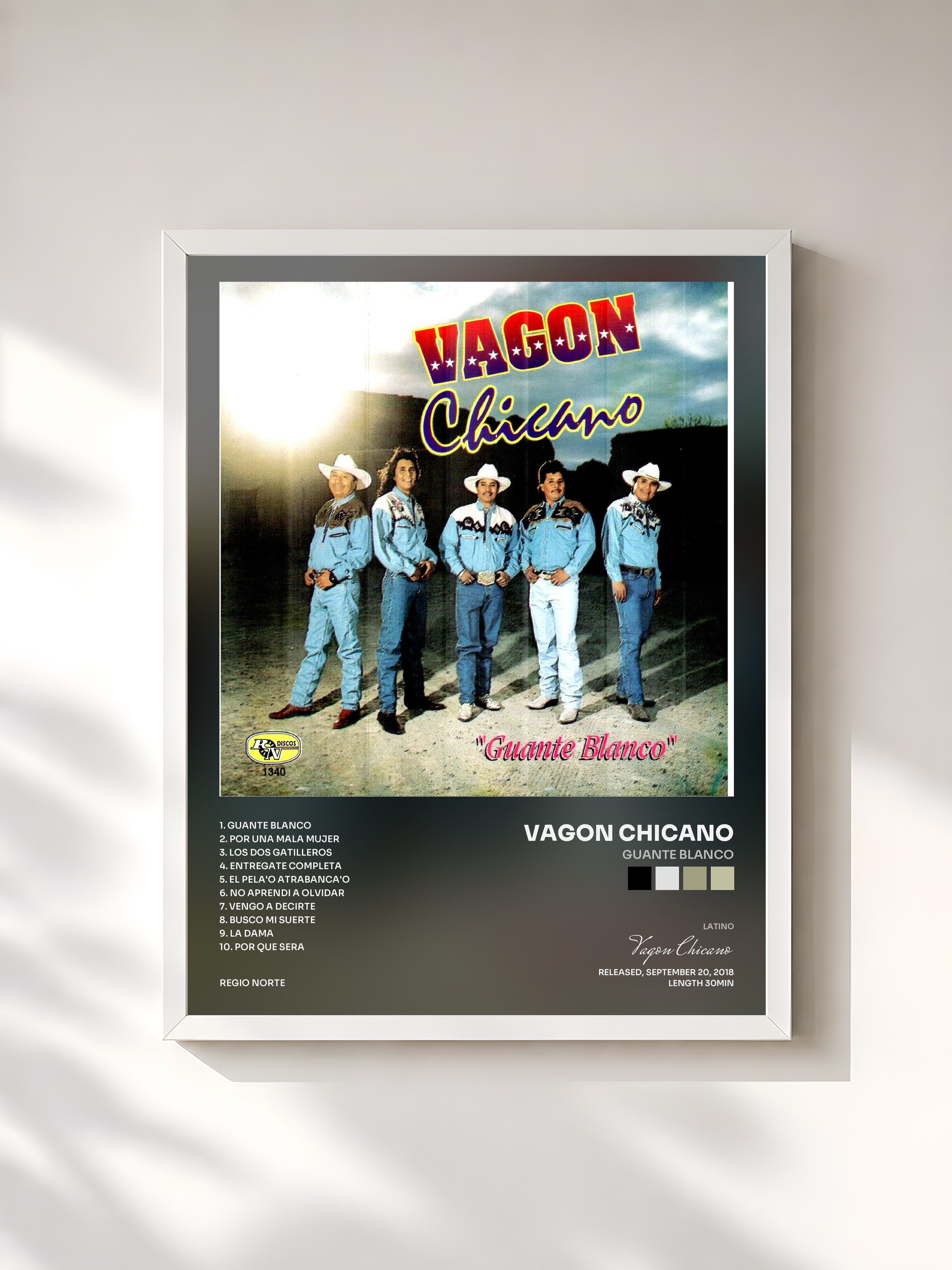 #blanc Tableau de l'album Guante Blanco de Vagon Chicano, cadre blanc, imprimé et encadré en France