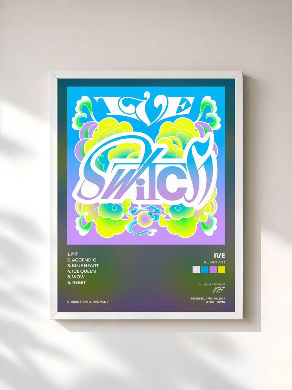 #blanc IVE SWITCH by IVE as a framed art print, white frame, printed and framed in France