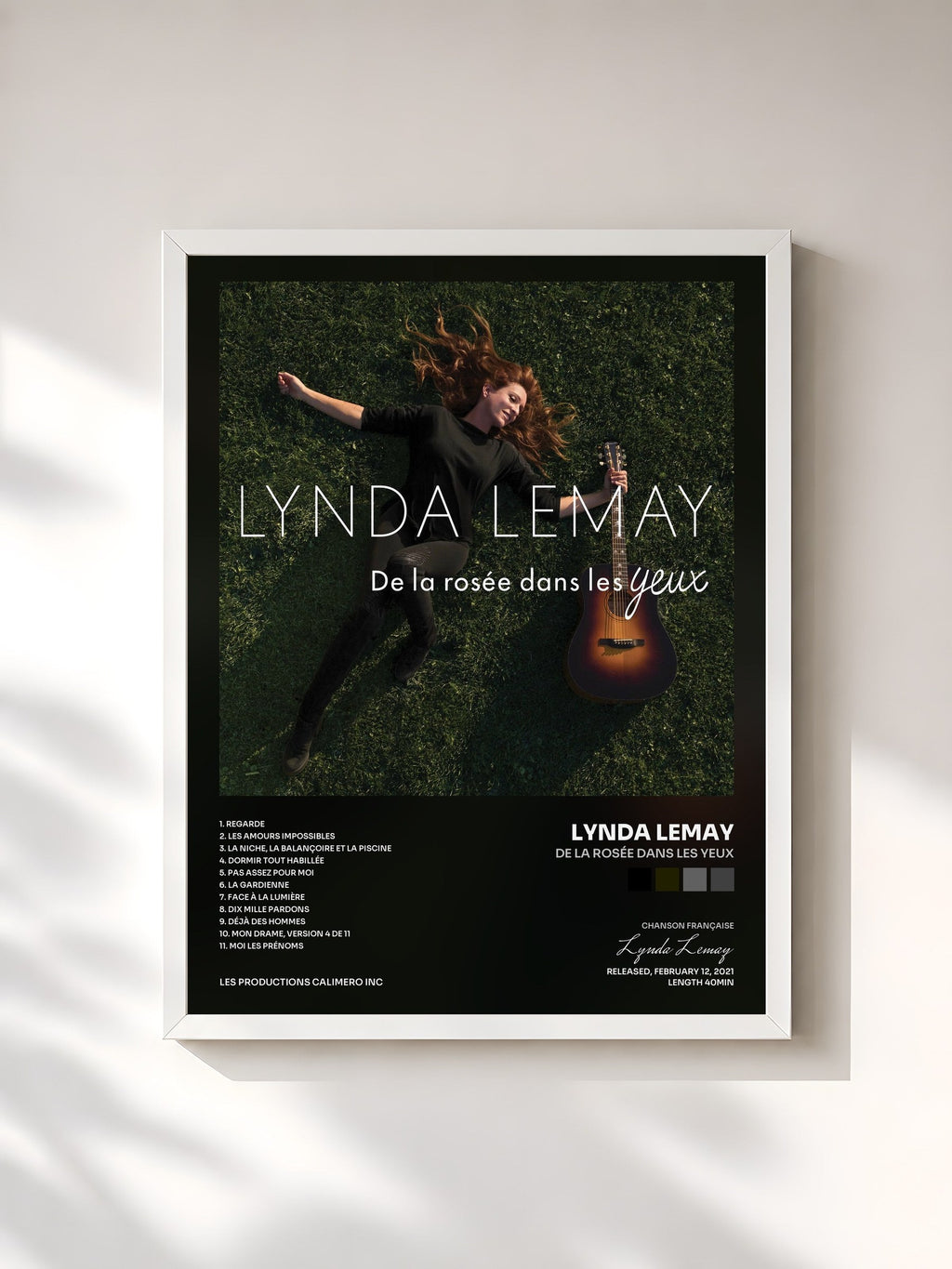 #blanc De la rosée dans les yeux di Lynda Lemay in stampa incorniciata, cornice bianca, stampata e incorniciata in Francia