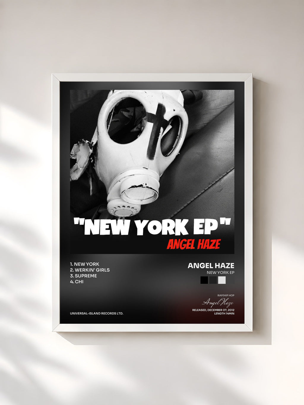 #blanc New York EP by Angel Haze as a framed art print, white frame, printed and framed in France