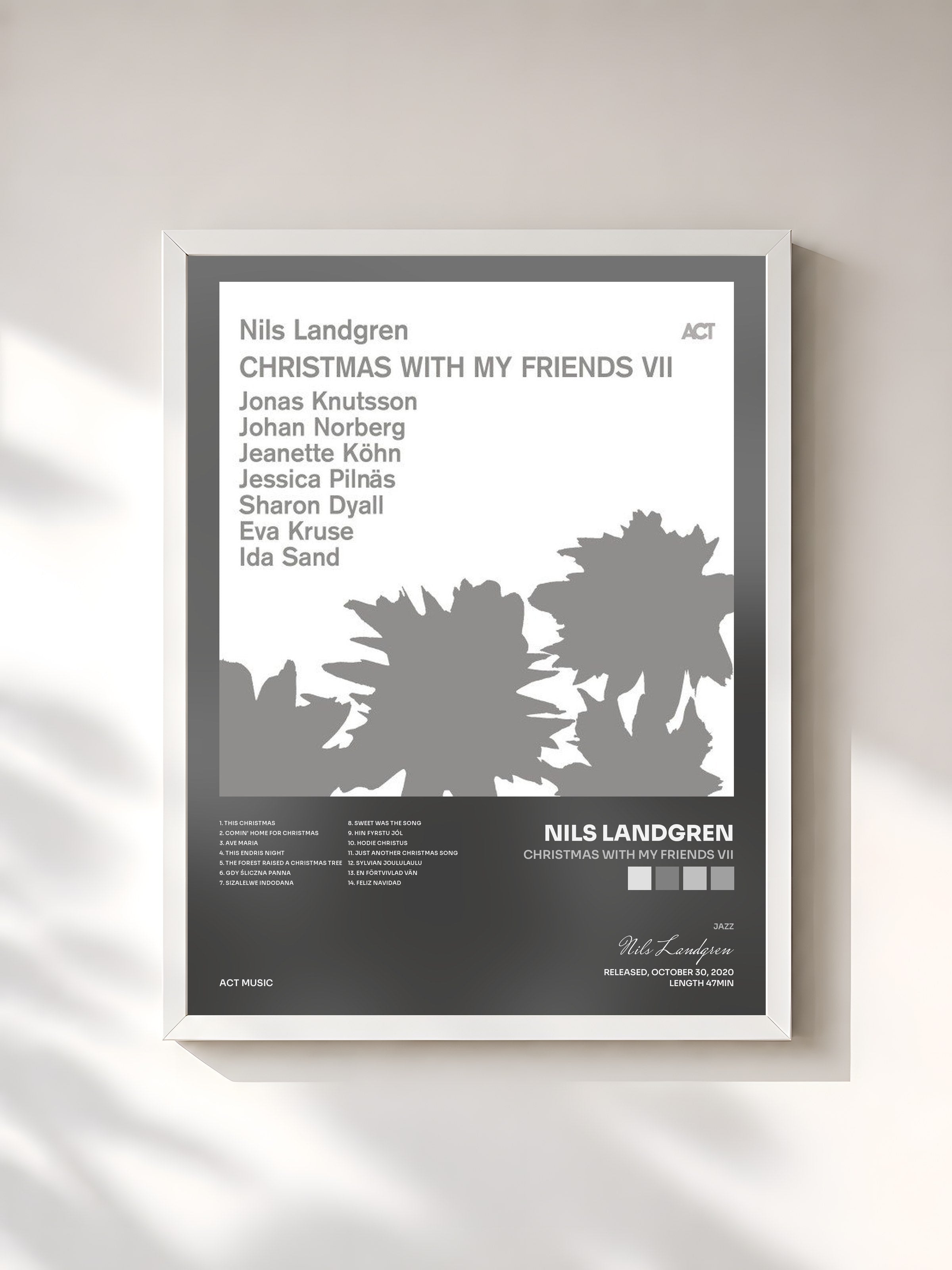 #blanc Tableau de l'album Christmas with My Friends VII de Nils Landgren, cadre blanc, imprimé et encadré en France