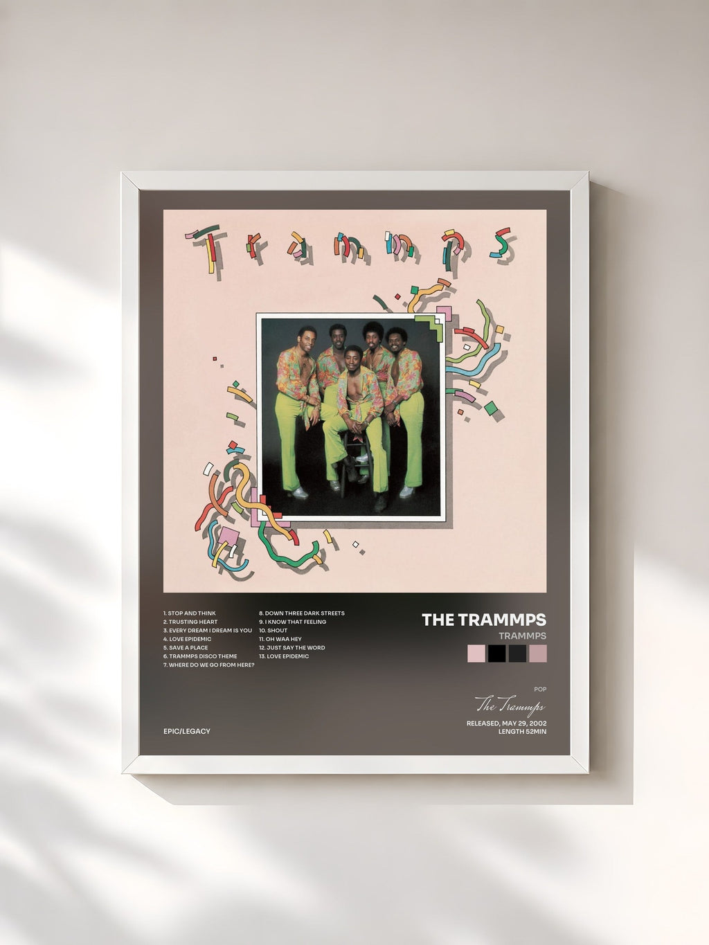 #blanc Tableau de l'album Trammps de The Trammps, cadre blanc, imprimé et encadré en France