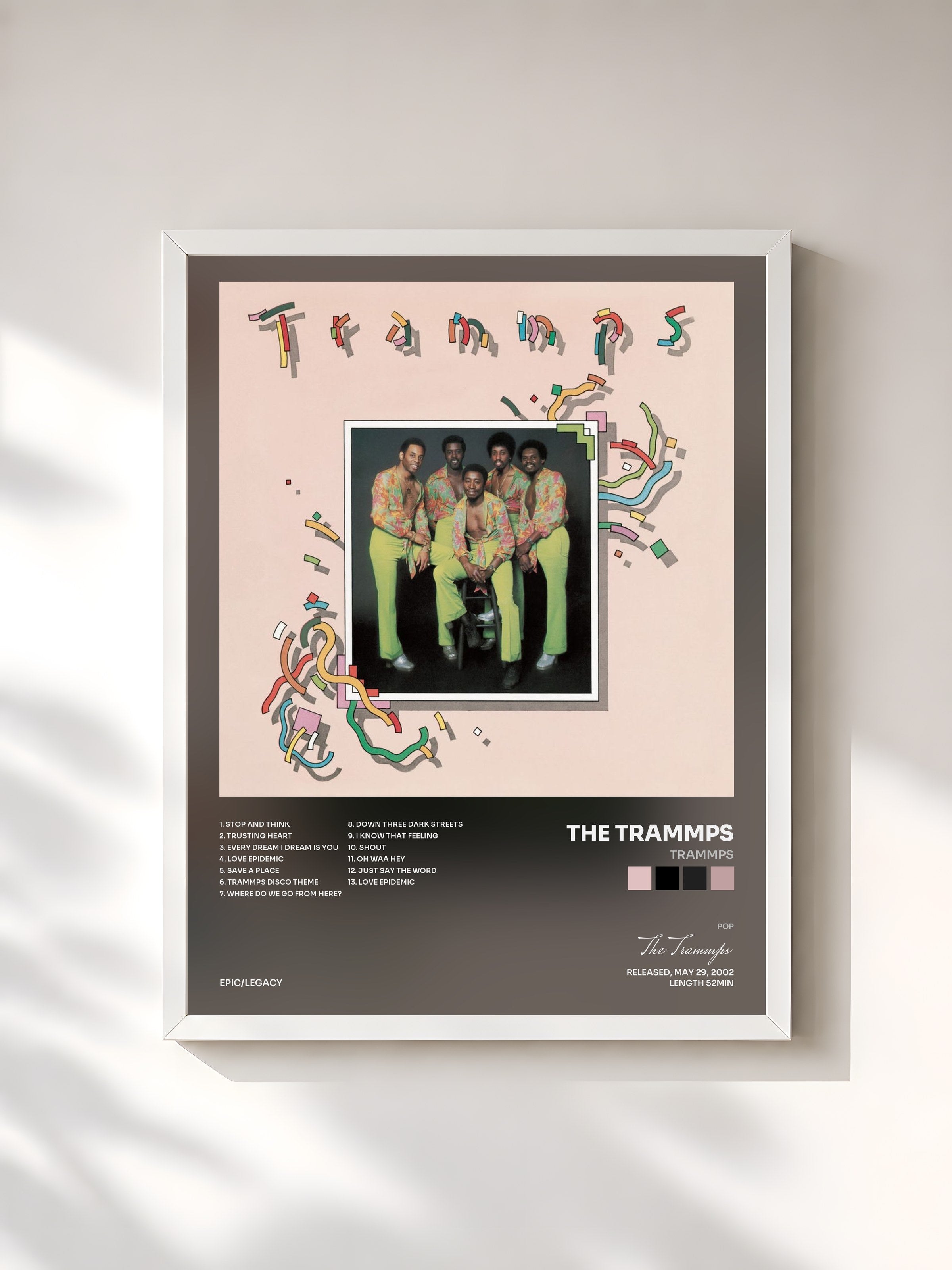 #blanc Tableau de l'album Trammps de The Trammps, cadre blanc, imprimé et encadré en France