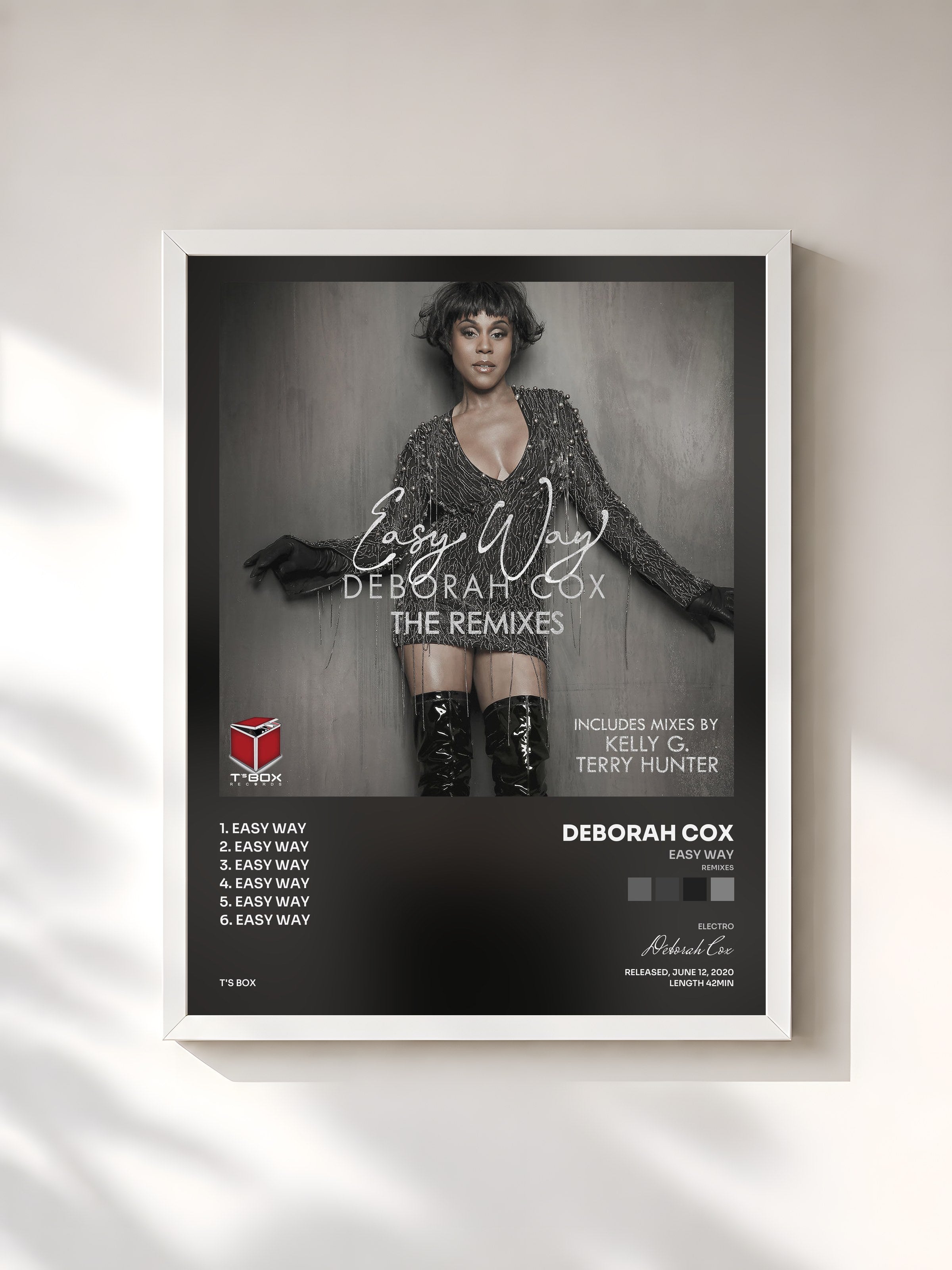 #blanc Tableau de l'album Easy Way (Remixes) de Deborah Cox, cadre blanc, imprimé et encadré en France