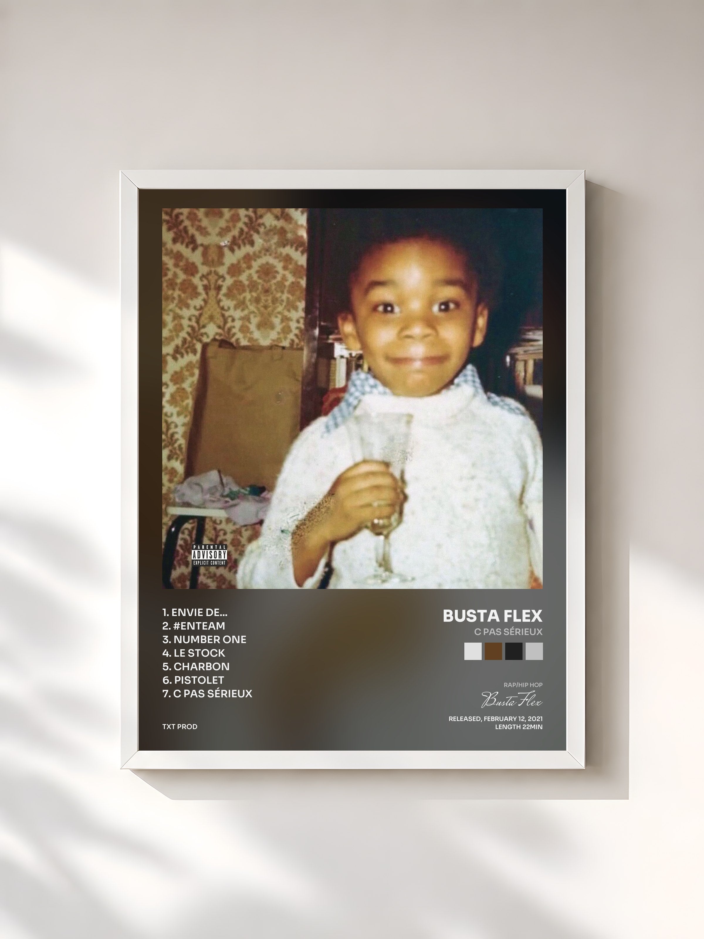 #blanc Tableau de l'album C pas sérieux de Busta Flex, cadre blanc, imprimé et encadré en France