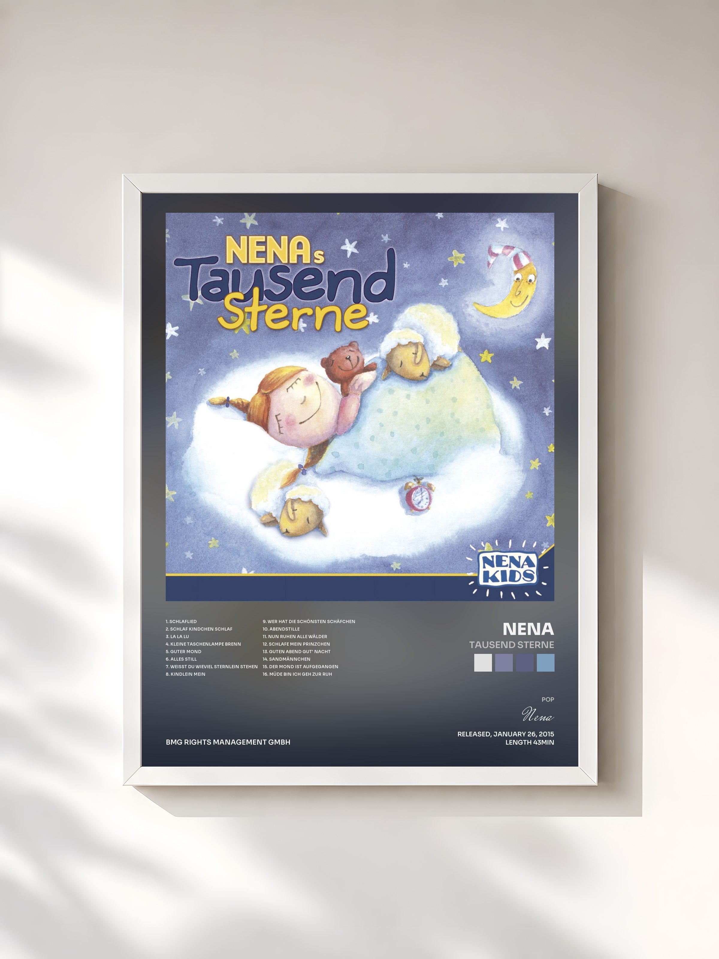 #blanc Tableau de l'album Tausend Sterne de Nena, cadre blanc, imprimé et encadré en France