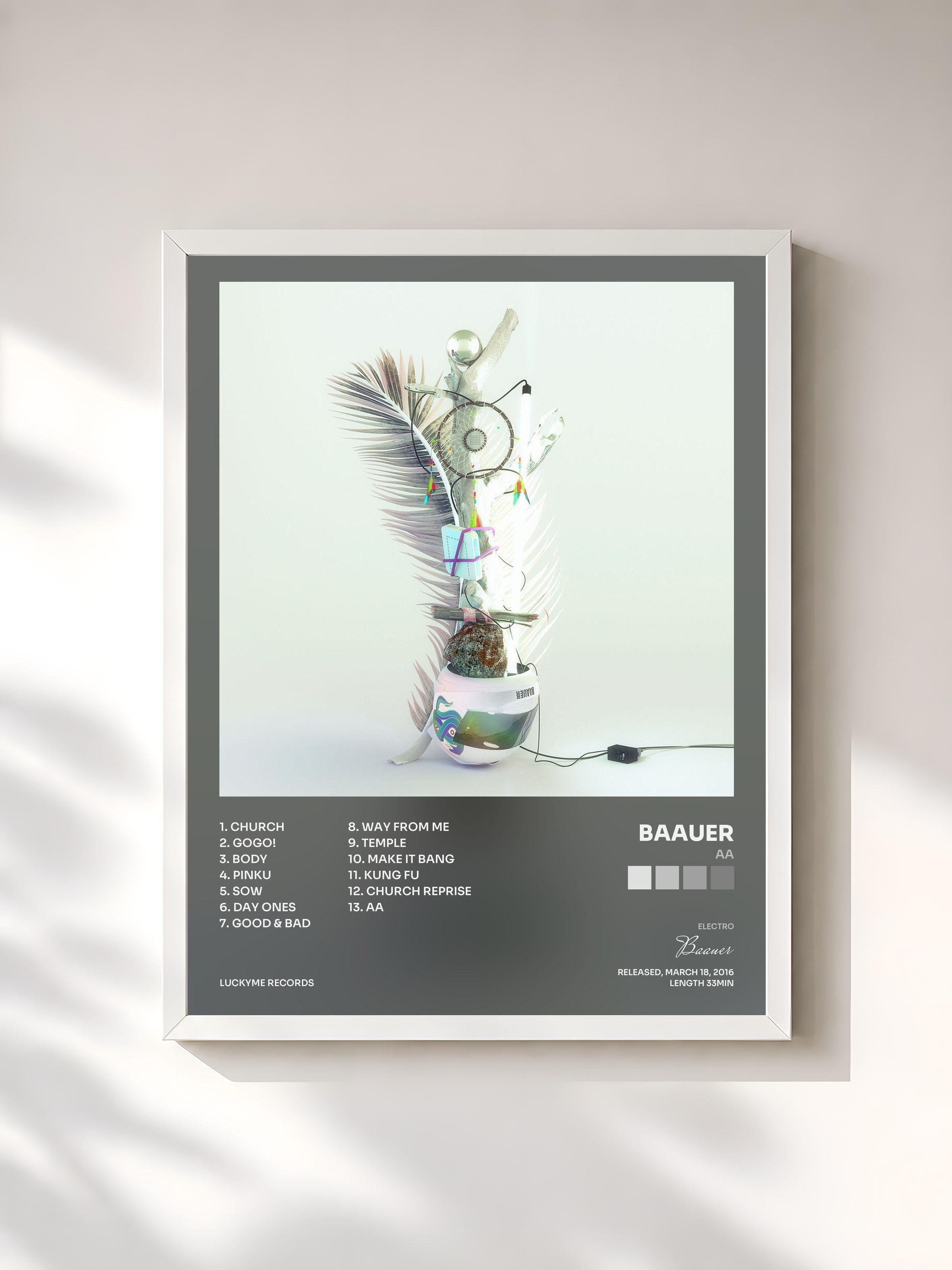 #blanc Tableau de l'album Aa de Baauer, cadre blanc, imprimé et encadré en France
