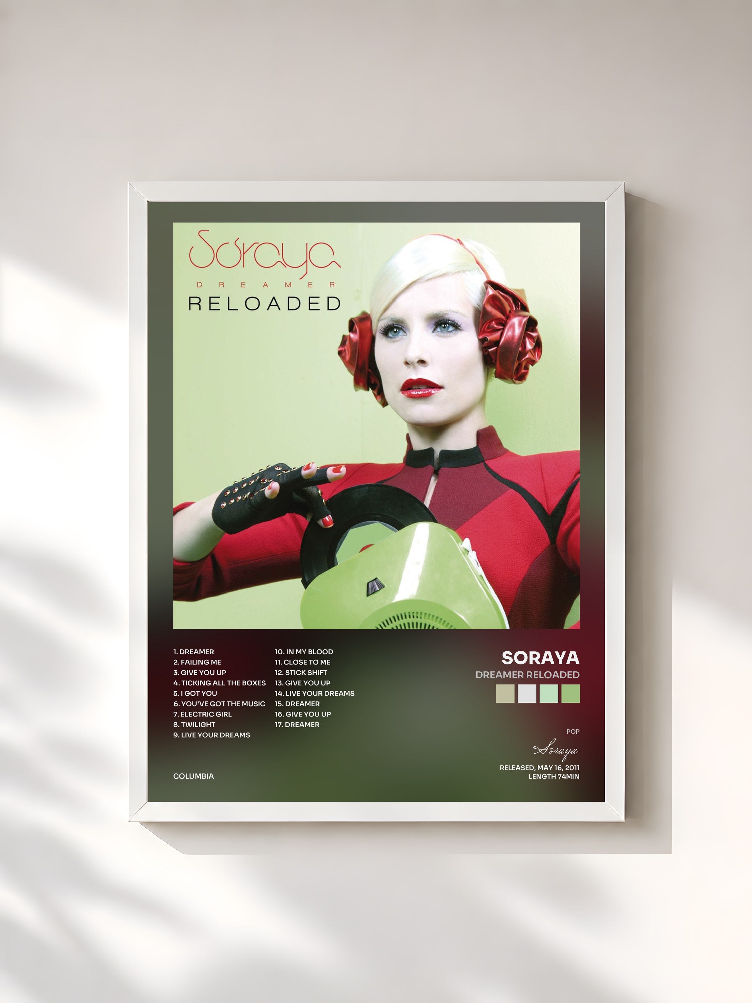 #blanc Tableau de l'album Dreamer Reloaded de Soraya, cadre blanc, imprimé et encadré en France
