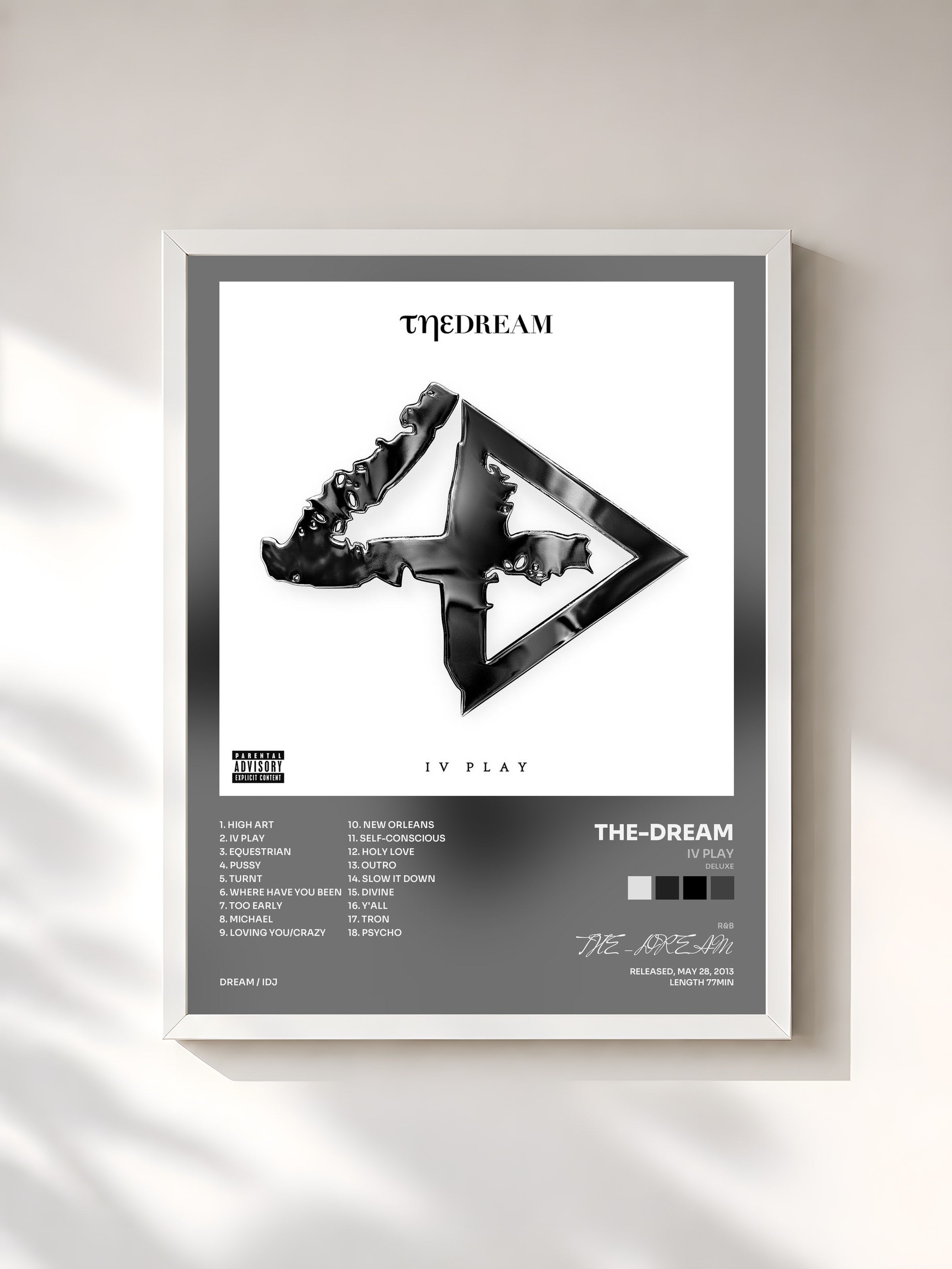 #blanc Tableau de l'album IV Play (Deluxe) de THE-DREAM, cadre blanc, imprimé et encadré en France