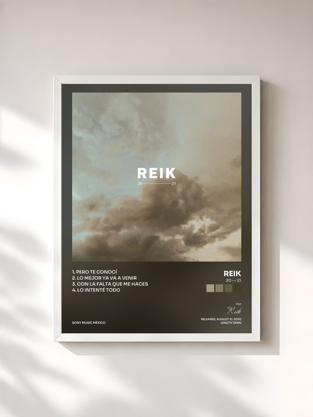 #blanc Tableau de l'album 20 -- 21 de Reik, cadre blanc, imprimé et encadré en France
