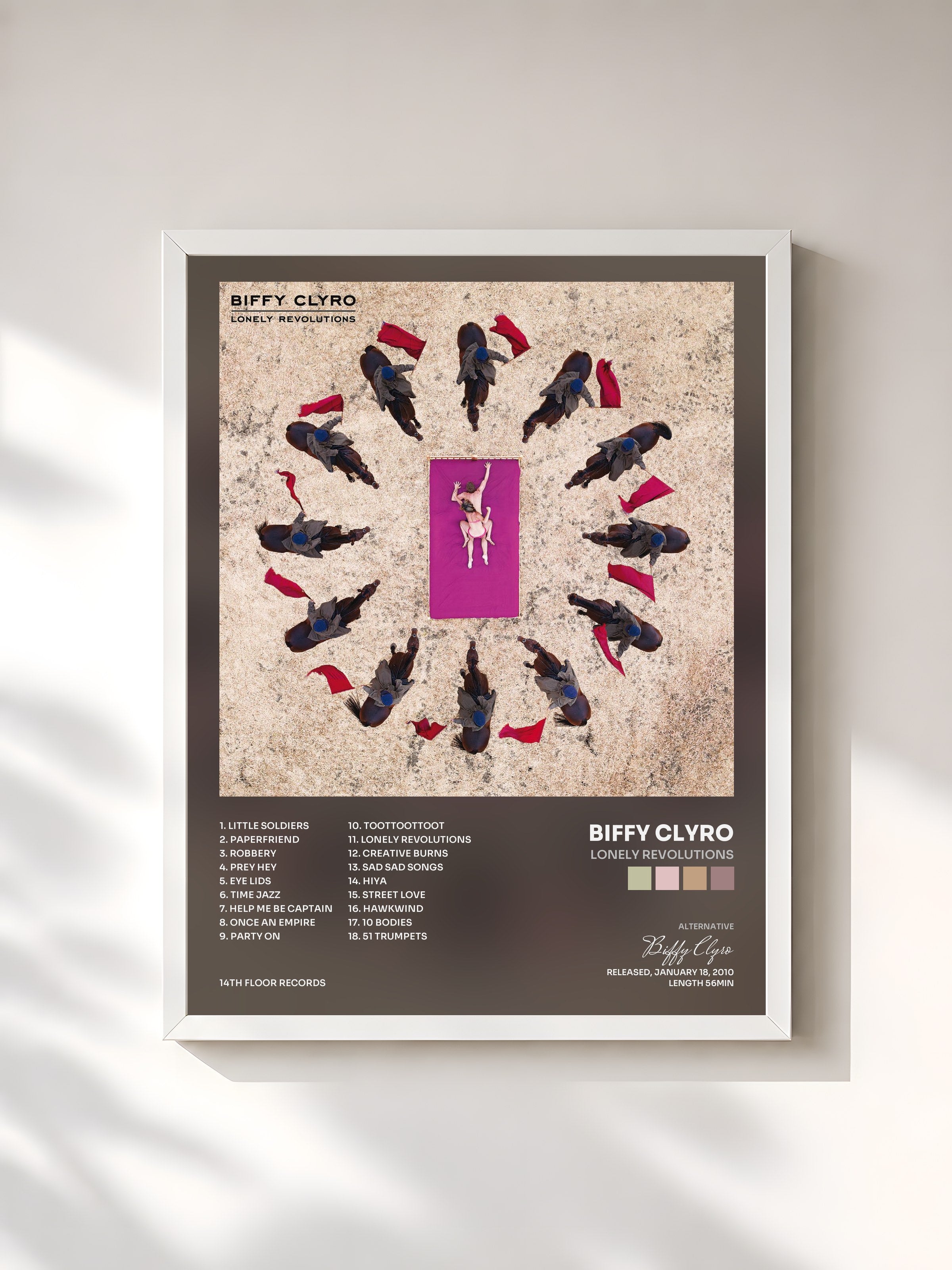 #blanc Tableau de l'album Lonely Revolutions de Biffy Clyro, cadre blanc, imprimé et encadré en France