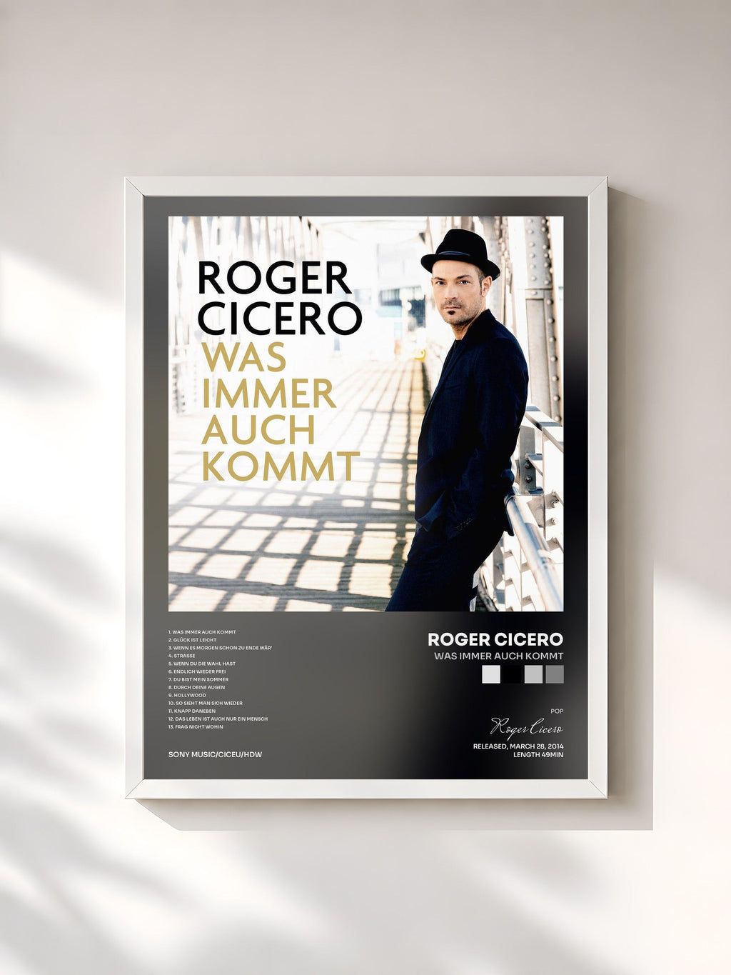 #blanc Tableau de l'album Was immer auch kommt de Roger Cicero, cadre blanc, imprimé et encadré en France