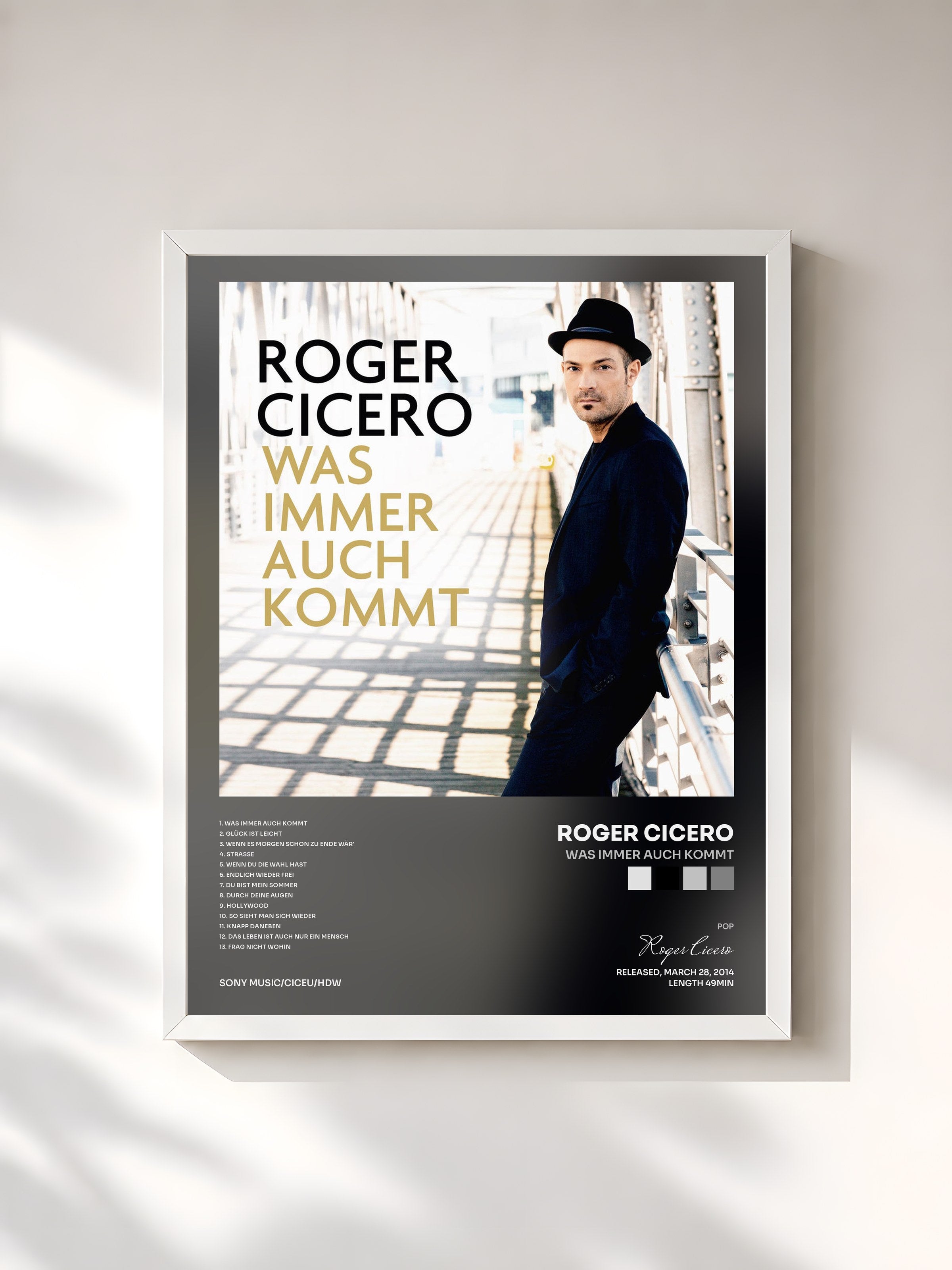 #blanc Tableau de l'album Was immer auch kommt de Roger Cicero, cadre blanc, imprimé et encadré en France
