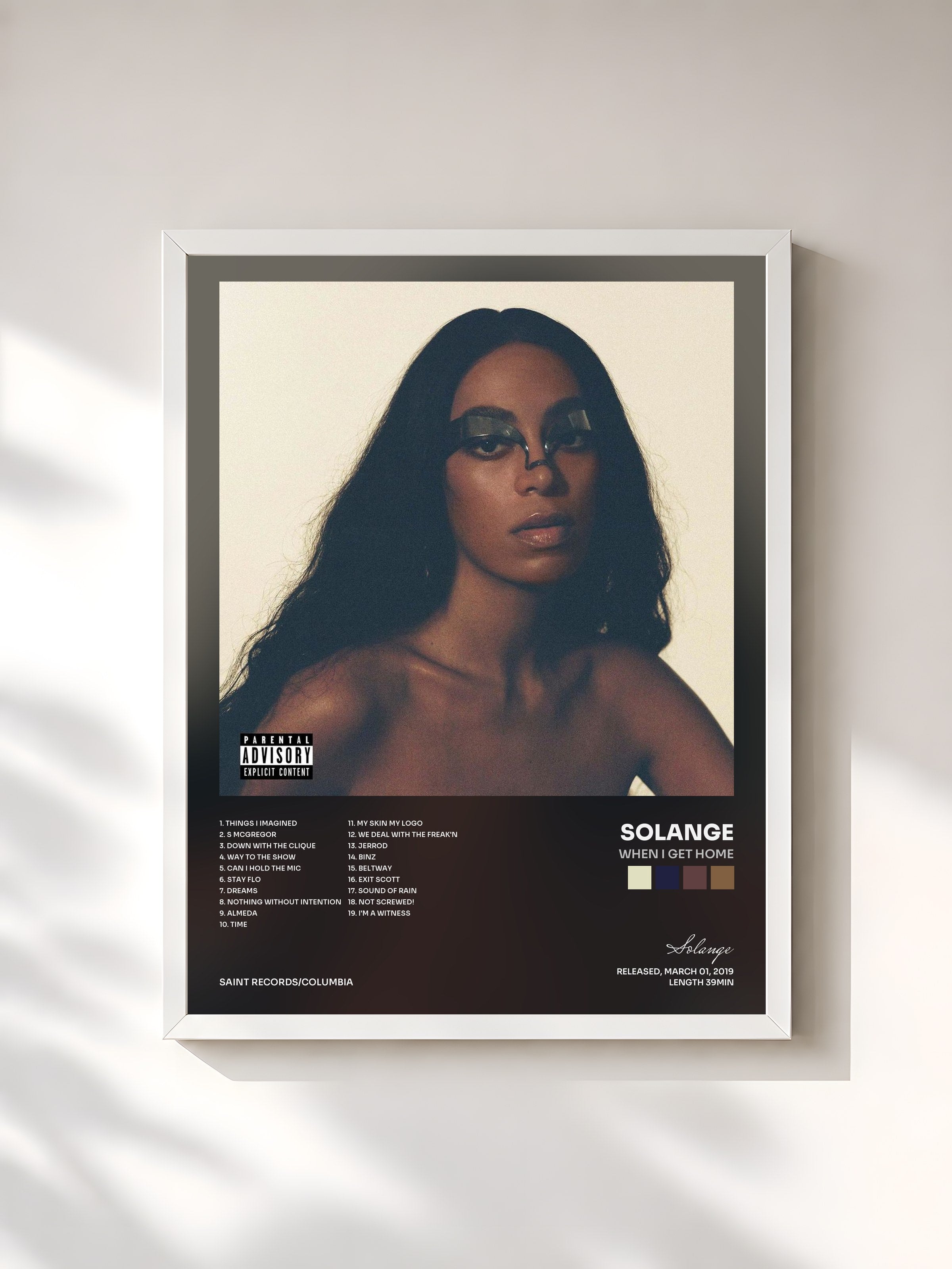 #blanc Tableau de l'album When I Get Home de Solange, cadre blanc, imprimé et encadré en France