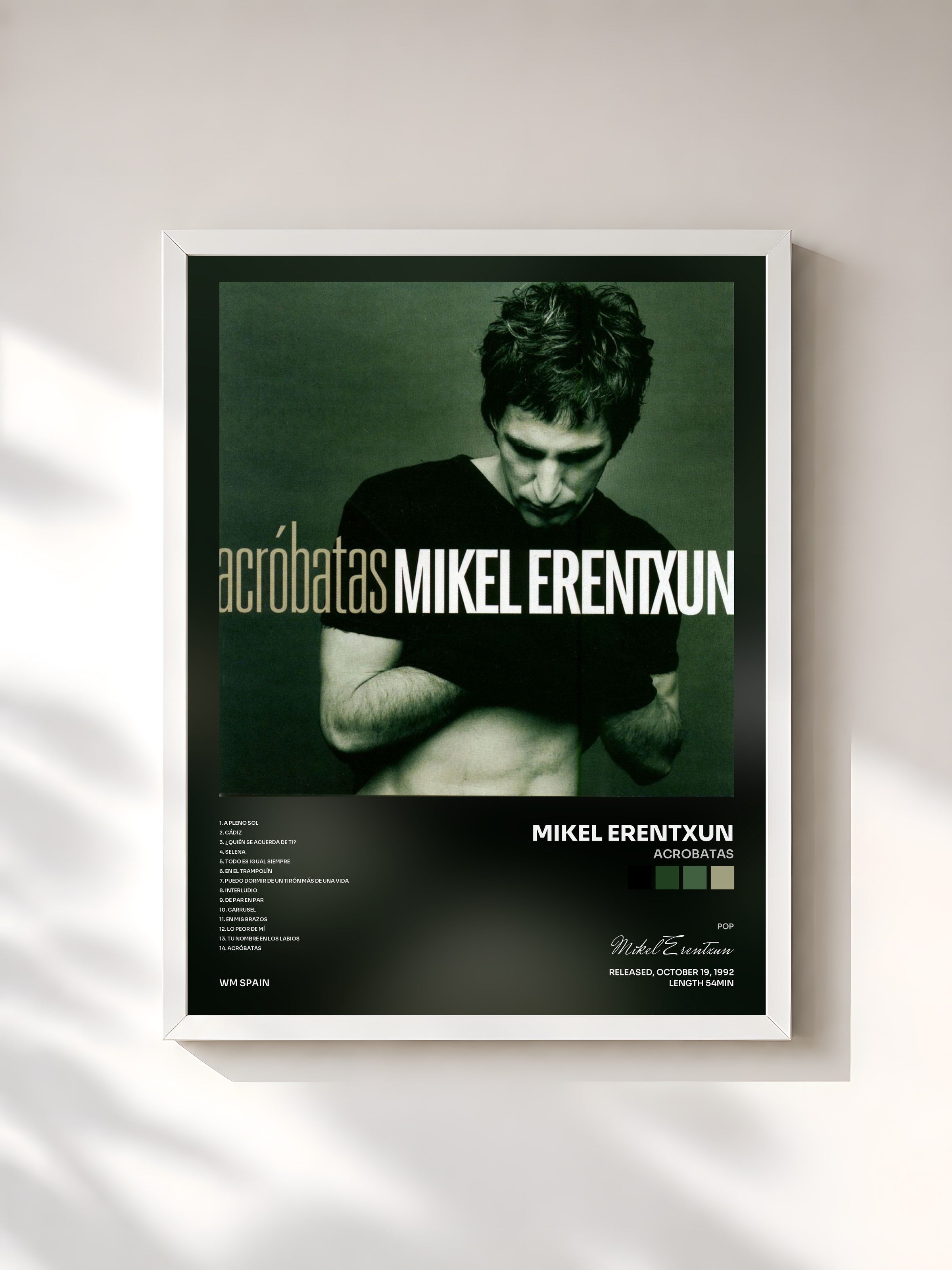 #blanc Tableau de l'album Acrobatas de Mikel Erentxun, cadre blanc, imprimé et encadré en France