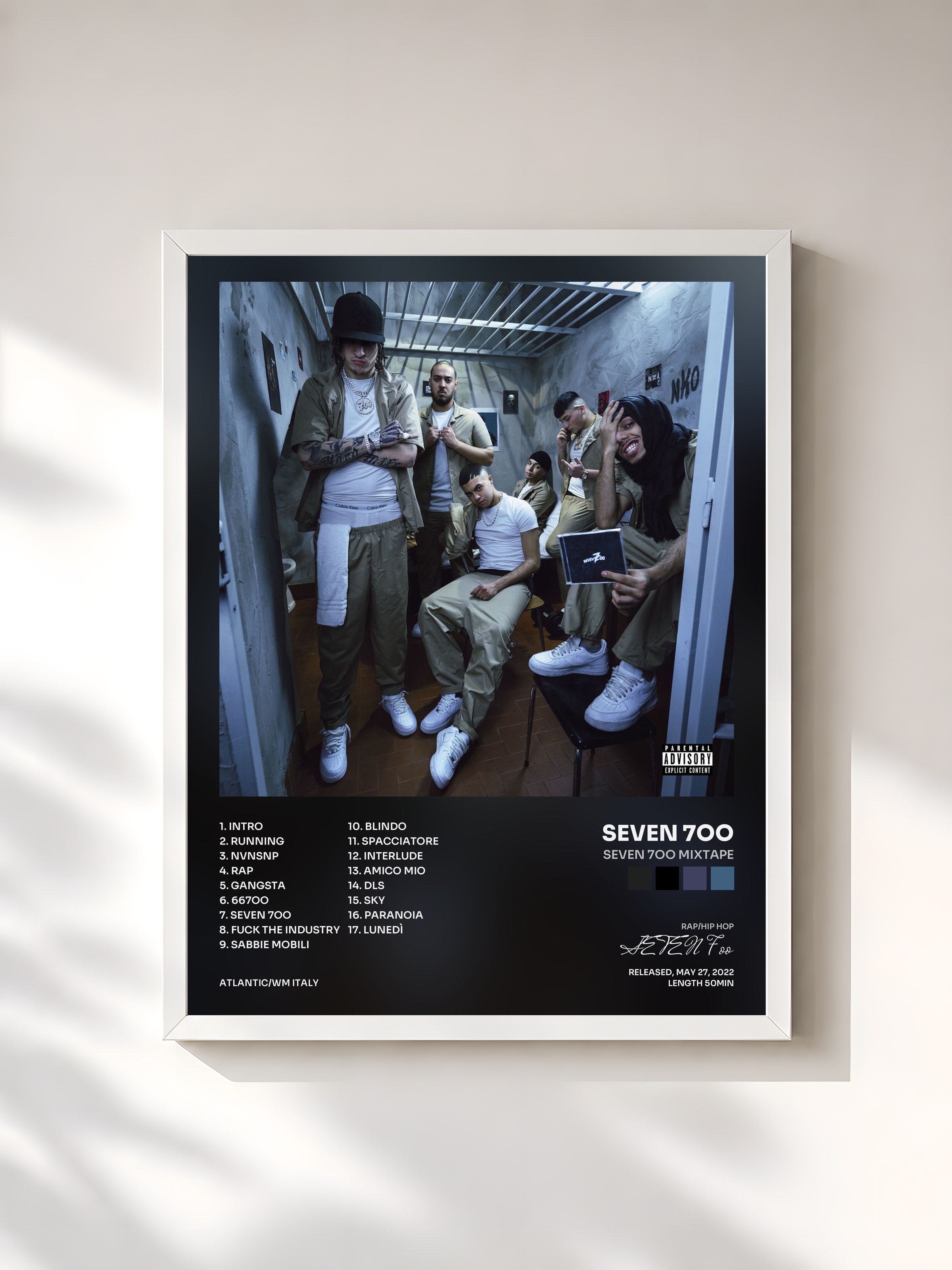 #blanc Tableau de l'album SEVEN 7oo Mixtape de SEVEN 7oo, cadre blanc, imprimé et encadré en France