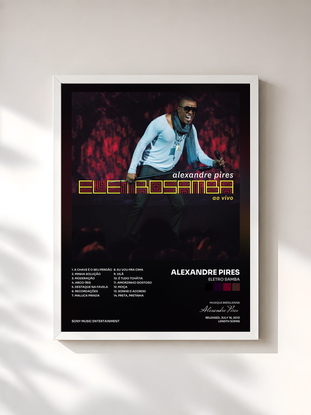 #blanc Eletro Samba by Alexandre Pires as a framed art print, white frame, printed and framed in France
