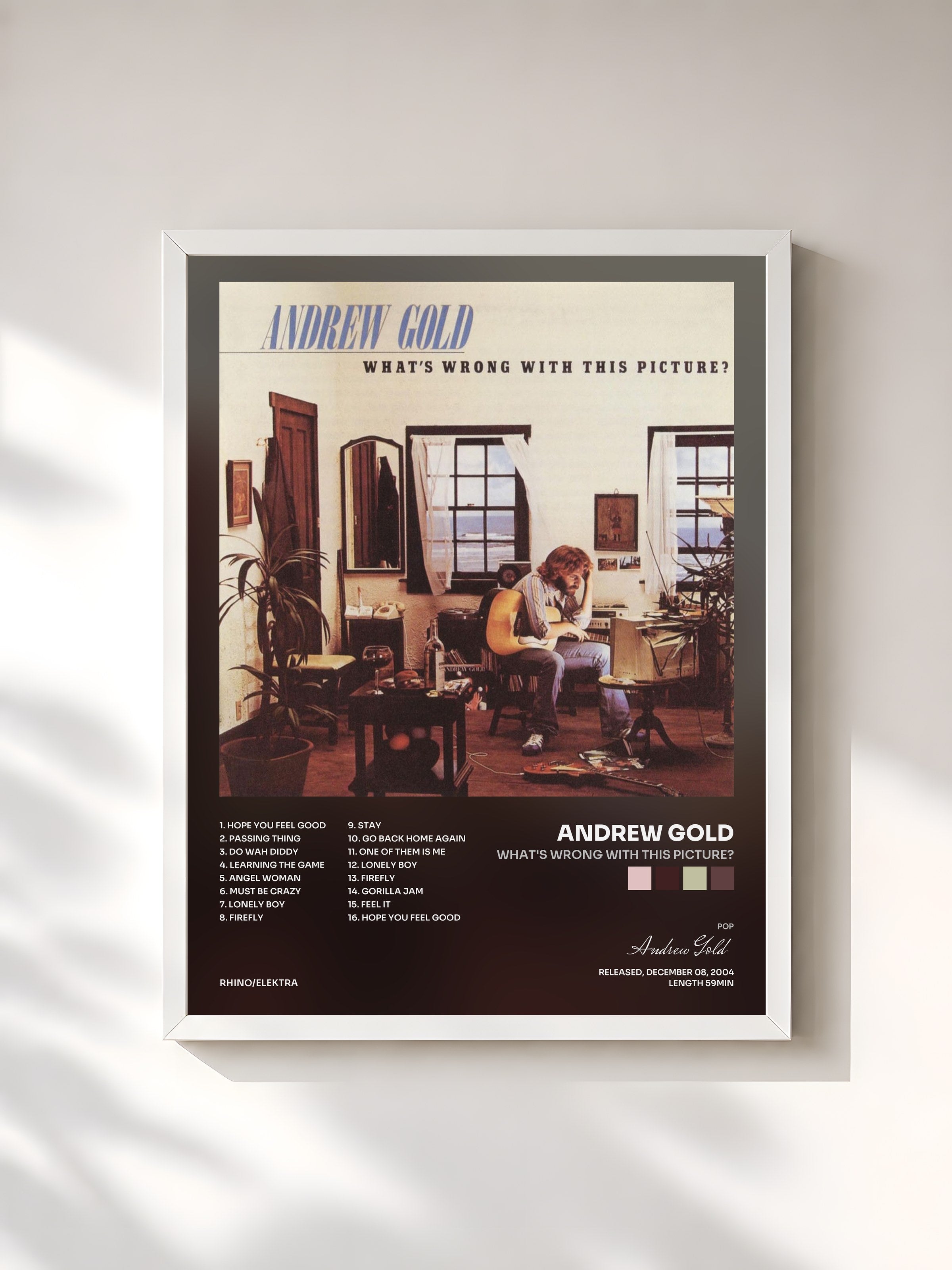 #blanc Tableau de l'album What's Wrong with This Picture? de Andrew Gold, cadre blanc, imprimé et encadré en France
