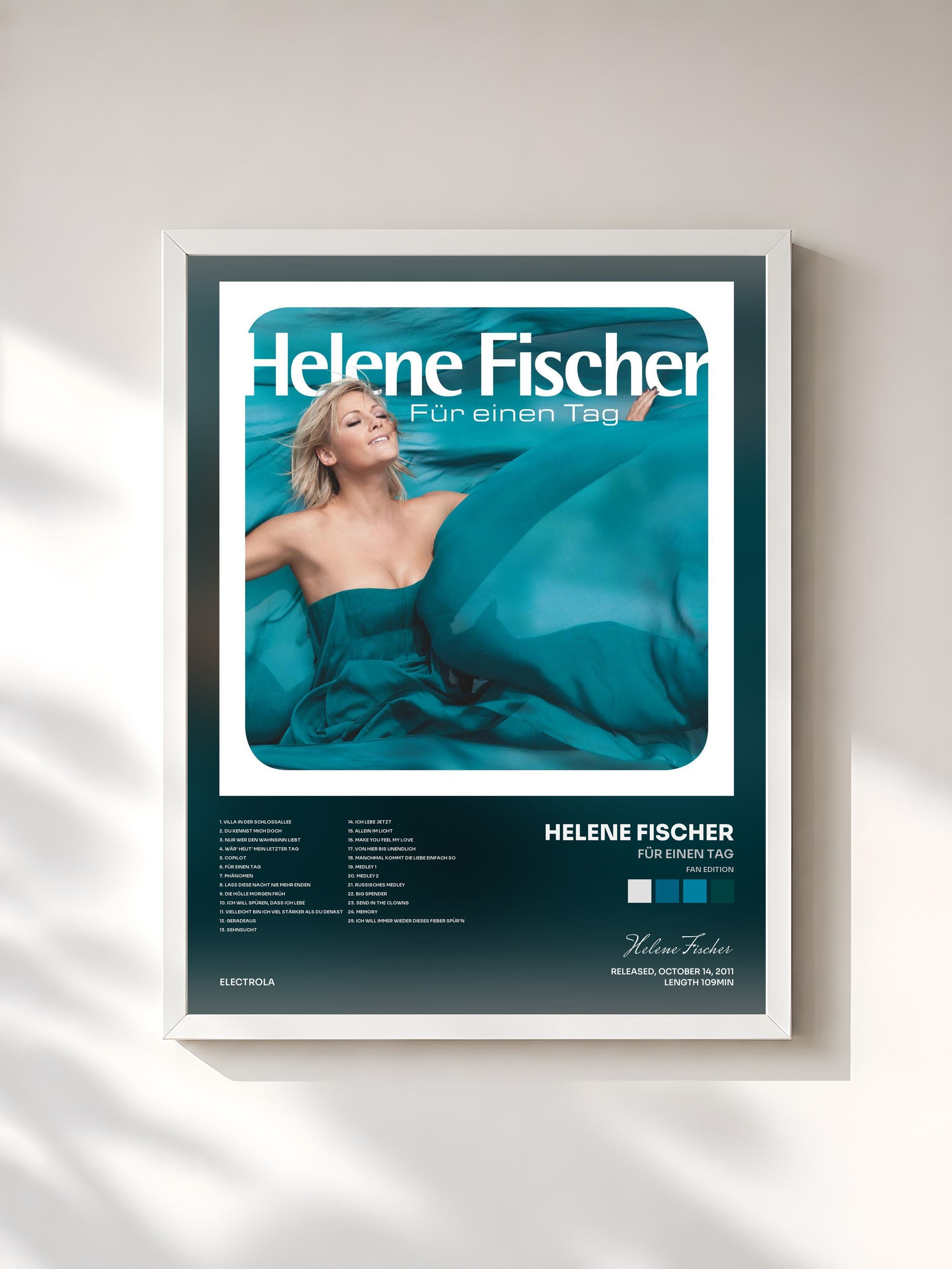 #blanc Tableau de l'album Für einen Tag (Fan Edition) de Helene Fischer, cadre blanc, imprimé et encadré en France