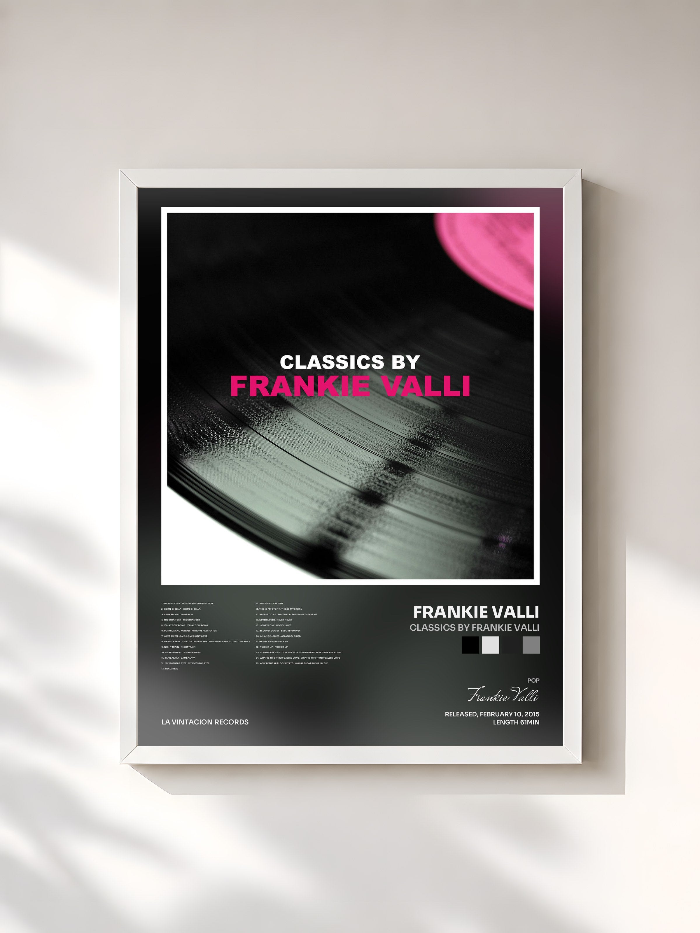 #blanc Tableau de l'album Classics by Frankie Valli de Frankie Valli, cadre blanc, imprimé et encadré en France