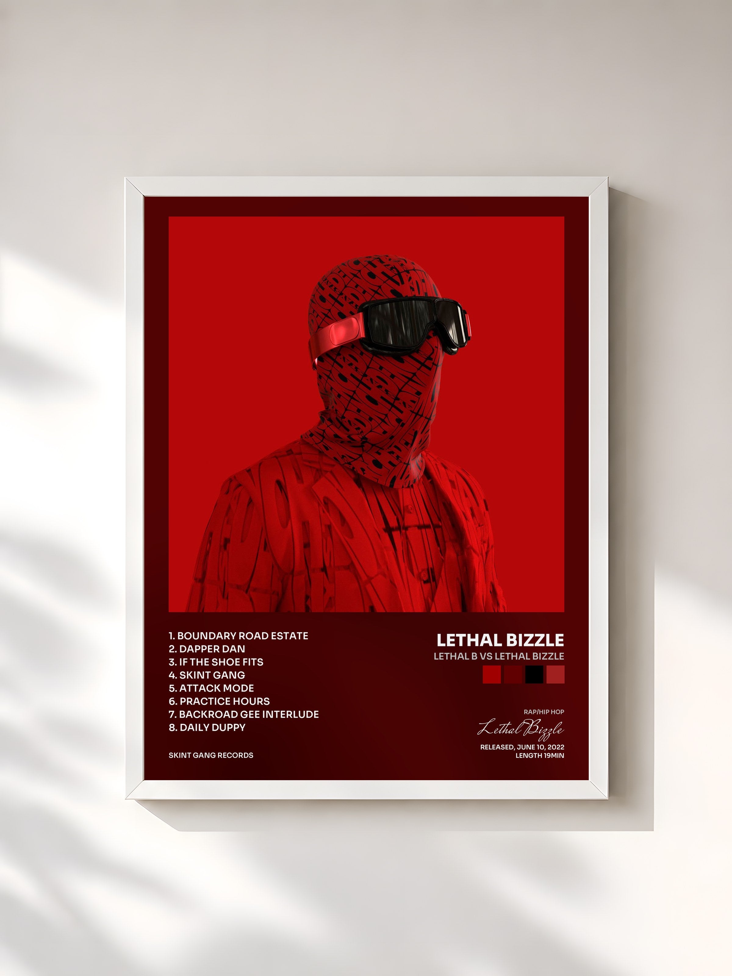 #blanc Tableau de l'album Lethal B vs Lethal Bizzle de Lethal Bizzle, cadre blanc, imprimé et encadré en France