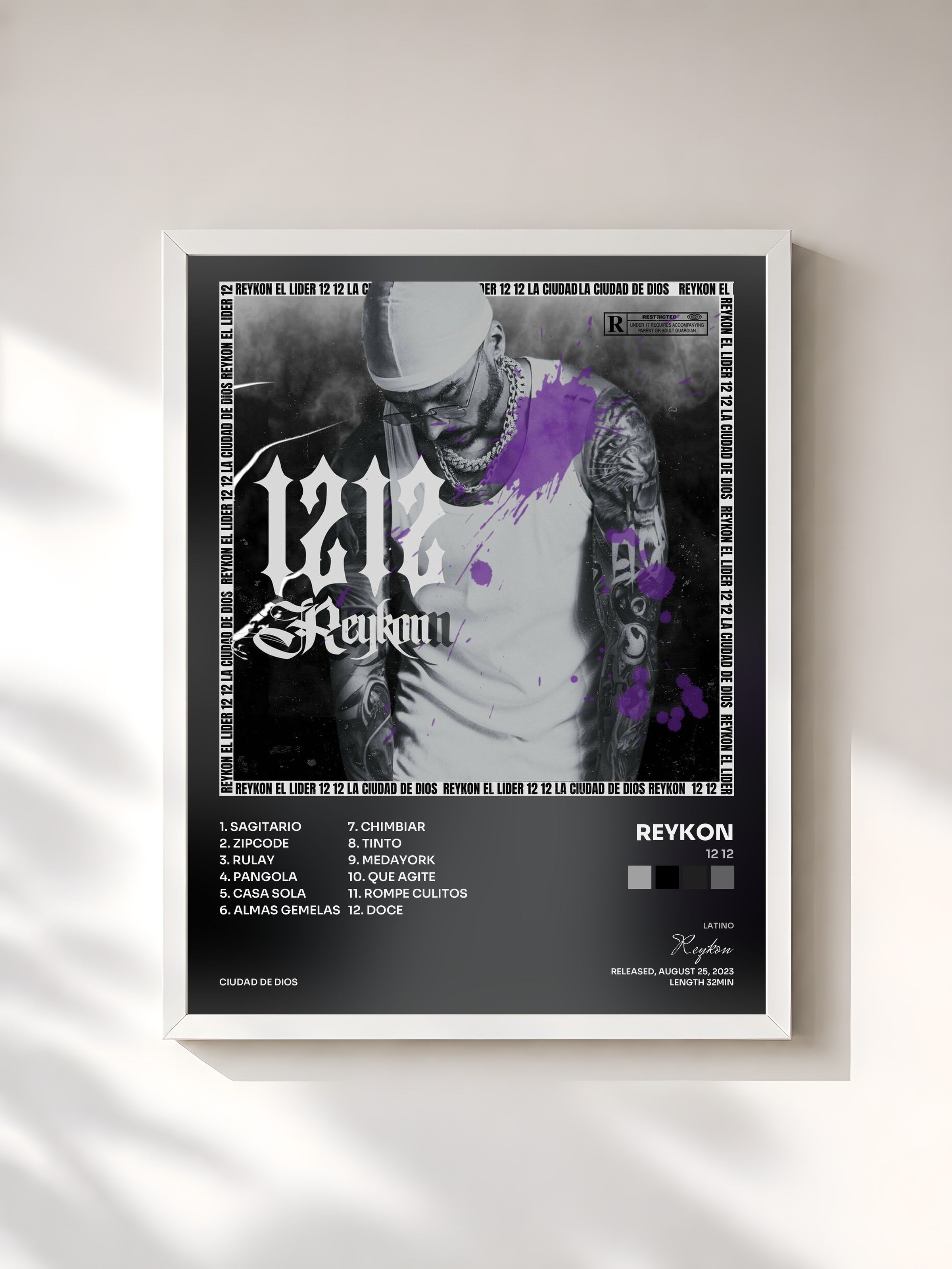 #blanc Tableau de l'album 12 12 de Reykon, cadre blanc, imprimé et encadré en France