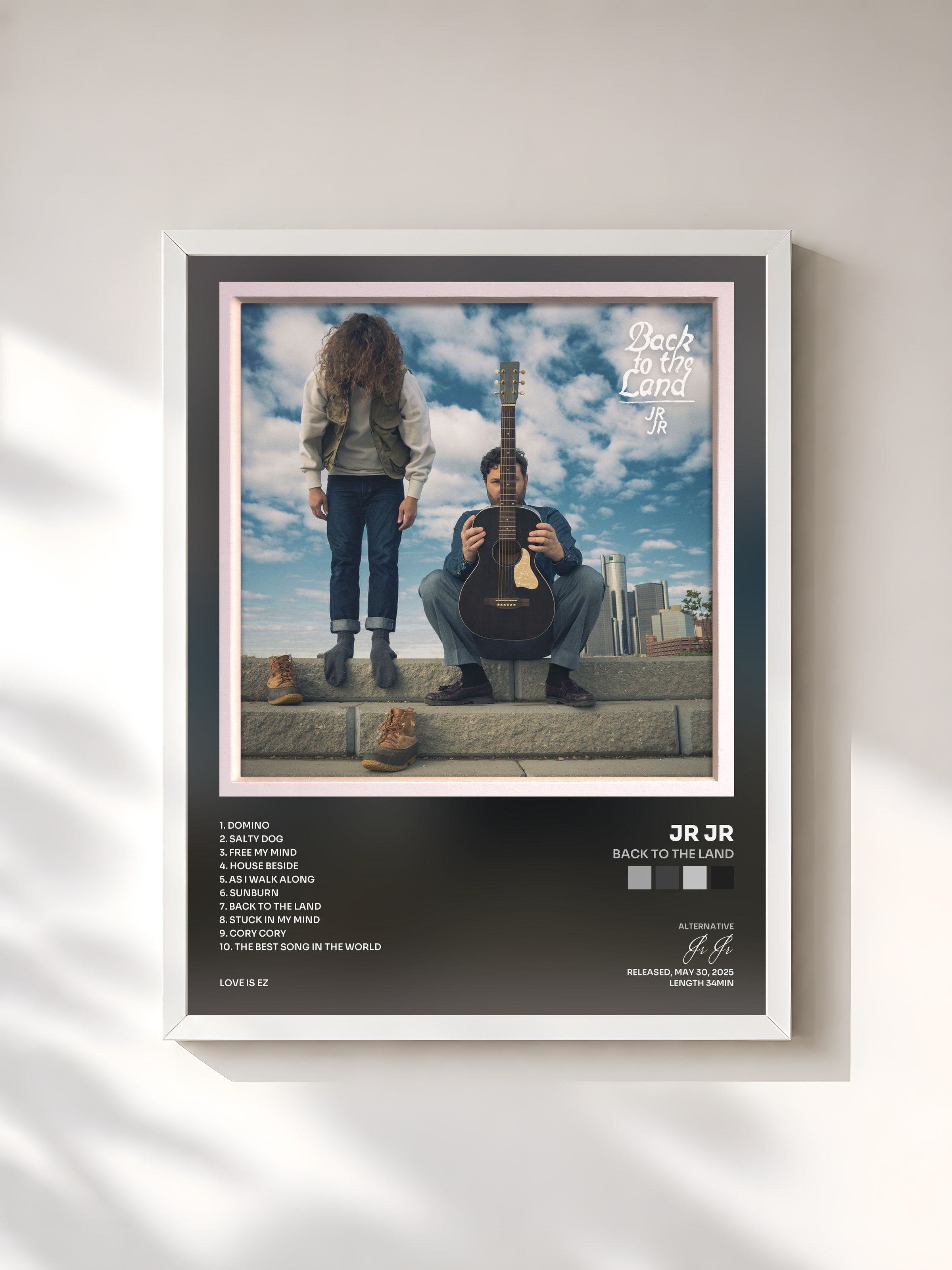 #blanc Tableau de l'album Back to the Land de Jr Jr, cadre blanc, imprimé et encadré en France