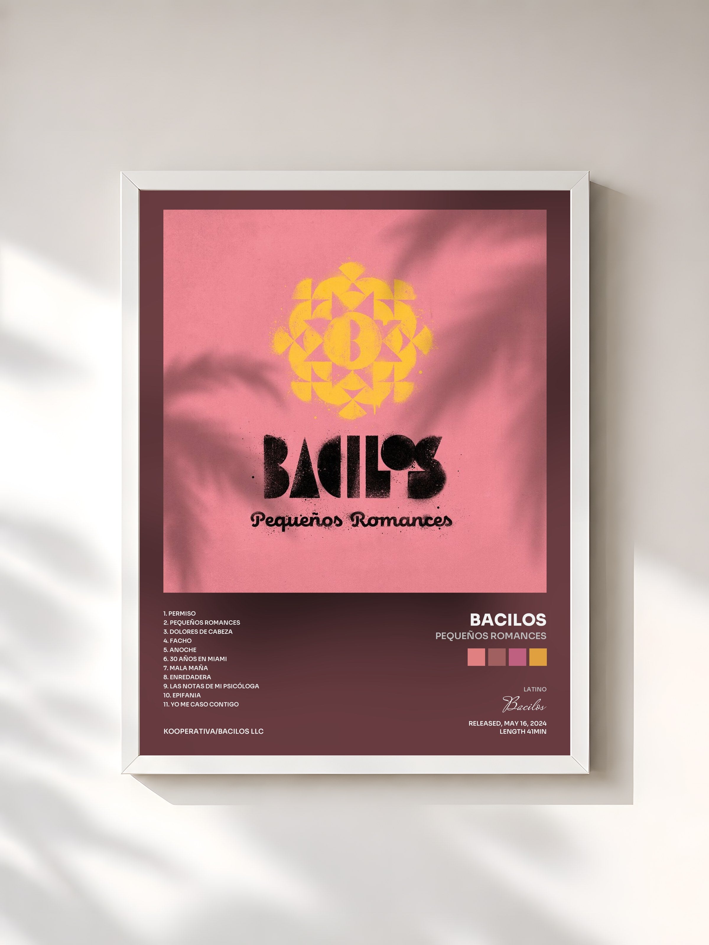 #blanc Tableau de l'album Pequeños Romances de Bacilos, cadre blanc, imprimé et encadré en France