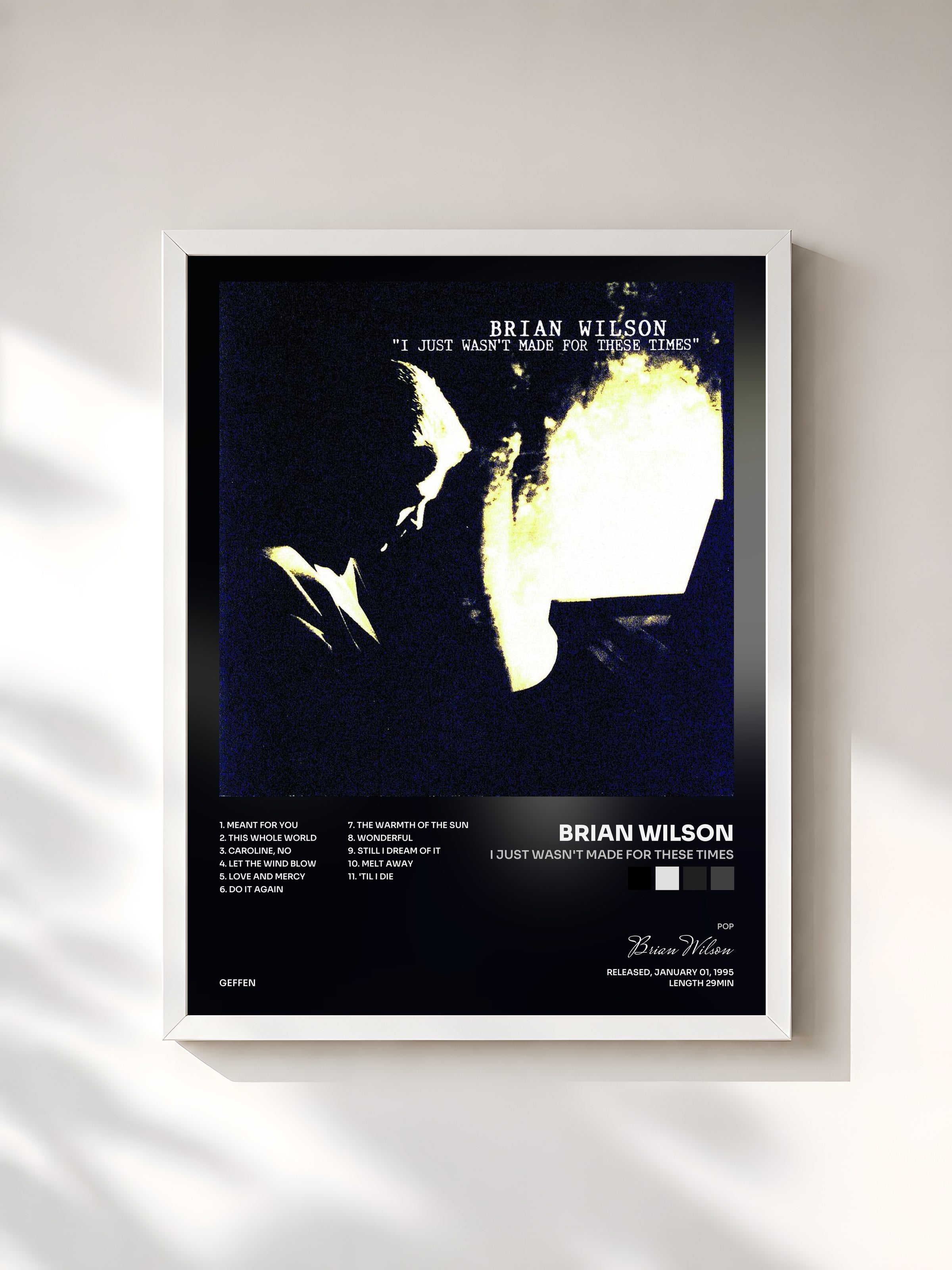 #blanc Tableau de l'album I Just Wasn't Made For These Times de Brian Wilson, cadre blanc, imprimé et encadré en France