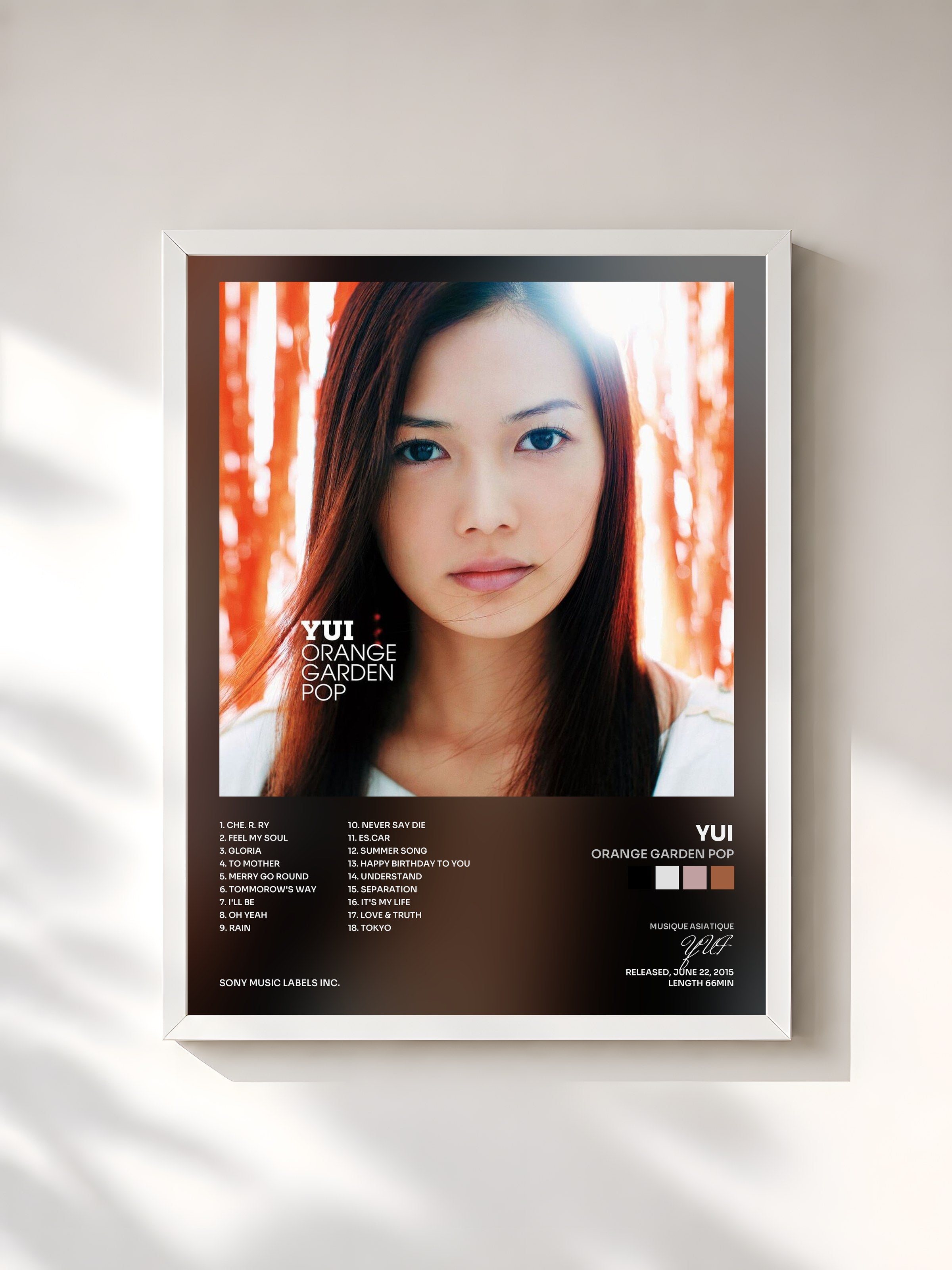 #blanc Tableau de l'album Orange Garden Pop de YUI, cadre blanc, imprimé et encadré en France