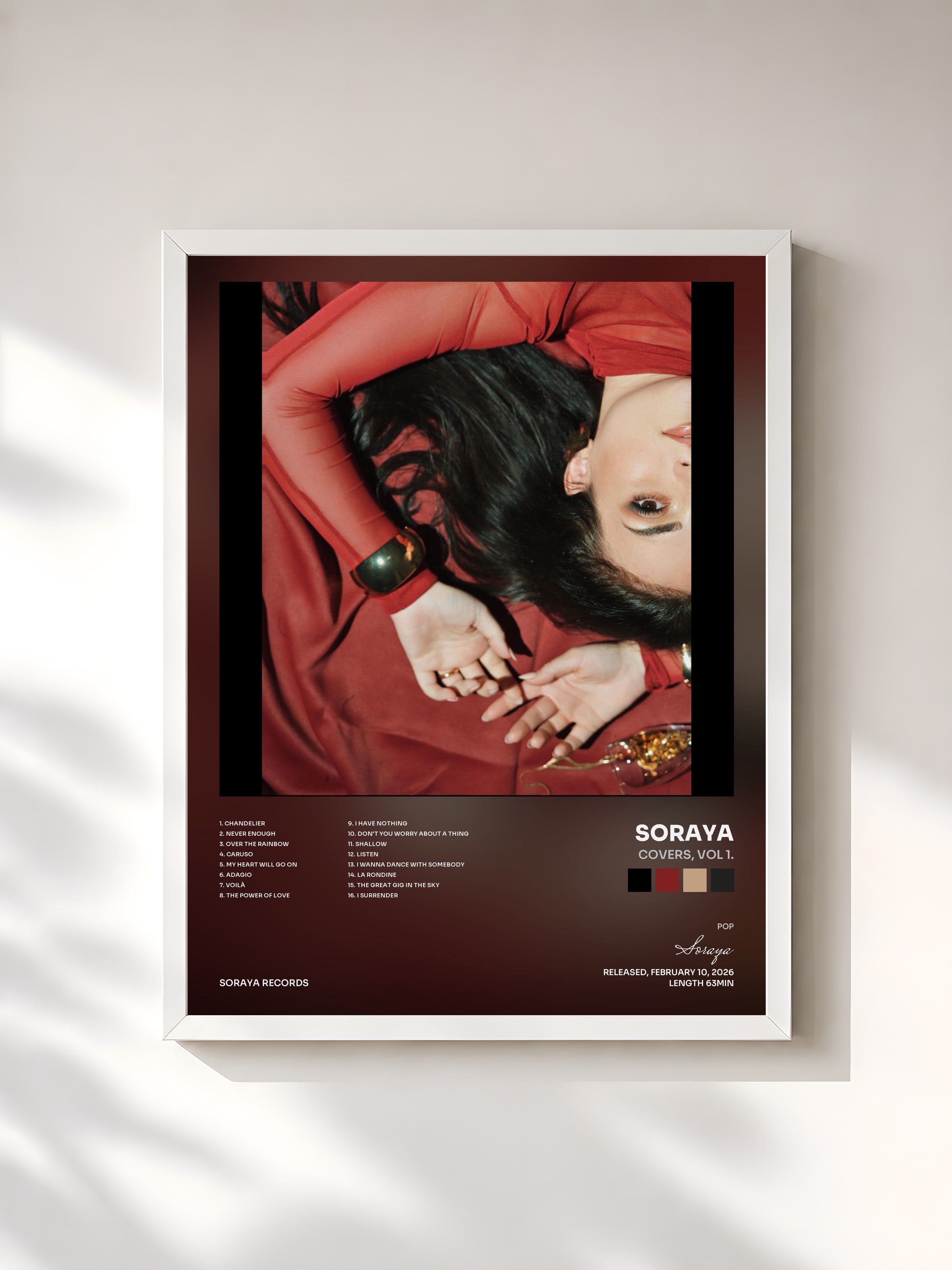 #blanc Tableau de l'album Covers, Vol 1. de Soraya, cadre blanc, imprimé et encadré en France