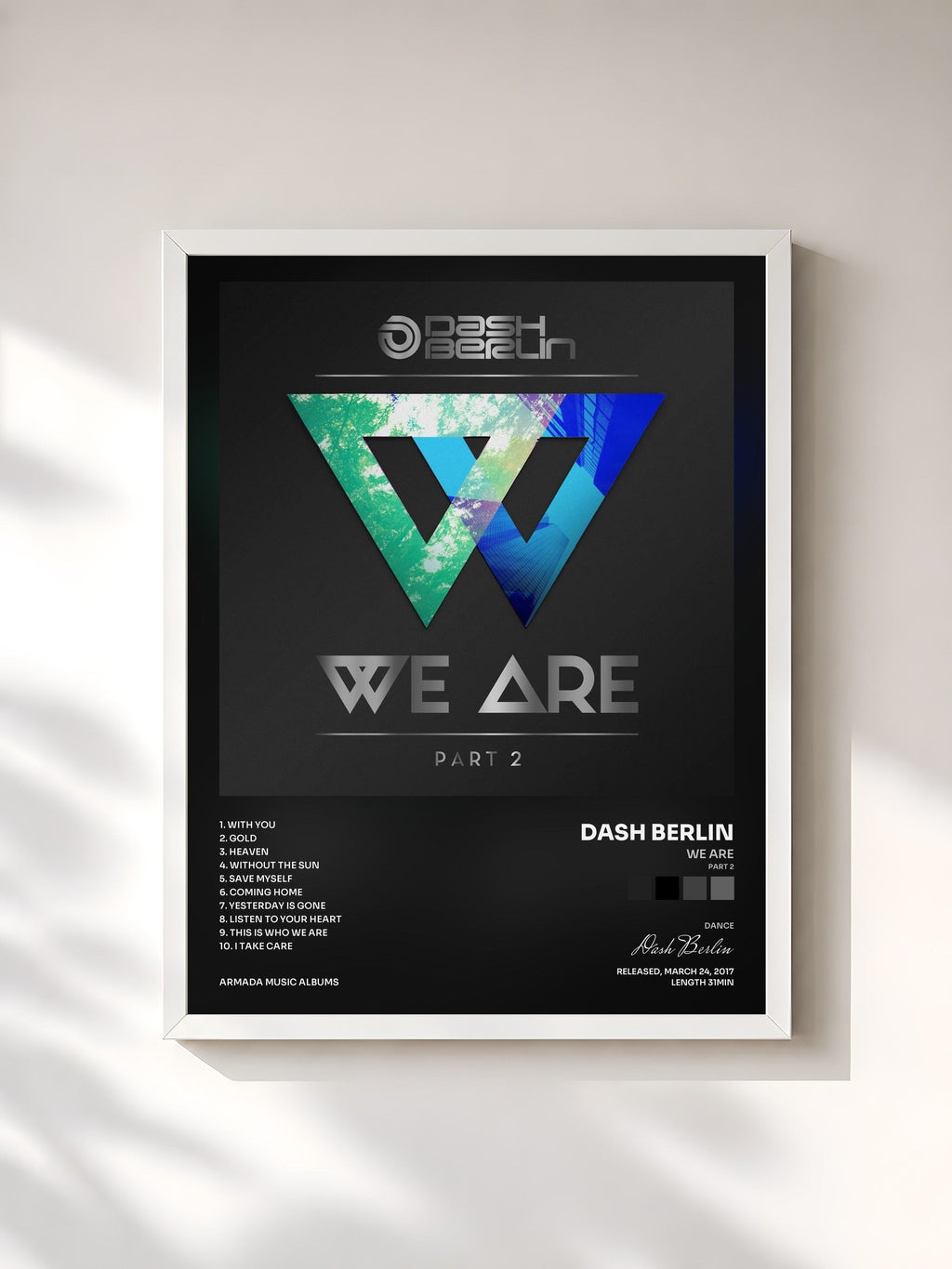 #blanc Tableau de l'album We Are (Part 2) de Dash Berlin, cadre blanc, imprimé et encadré en France