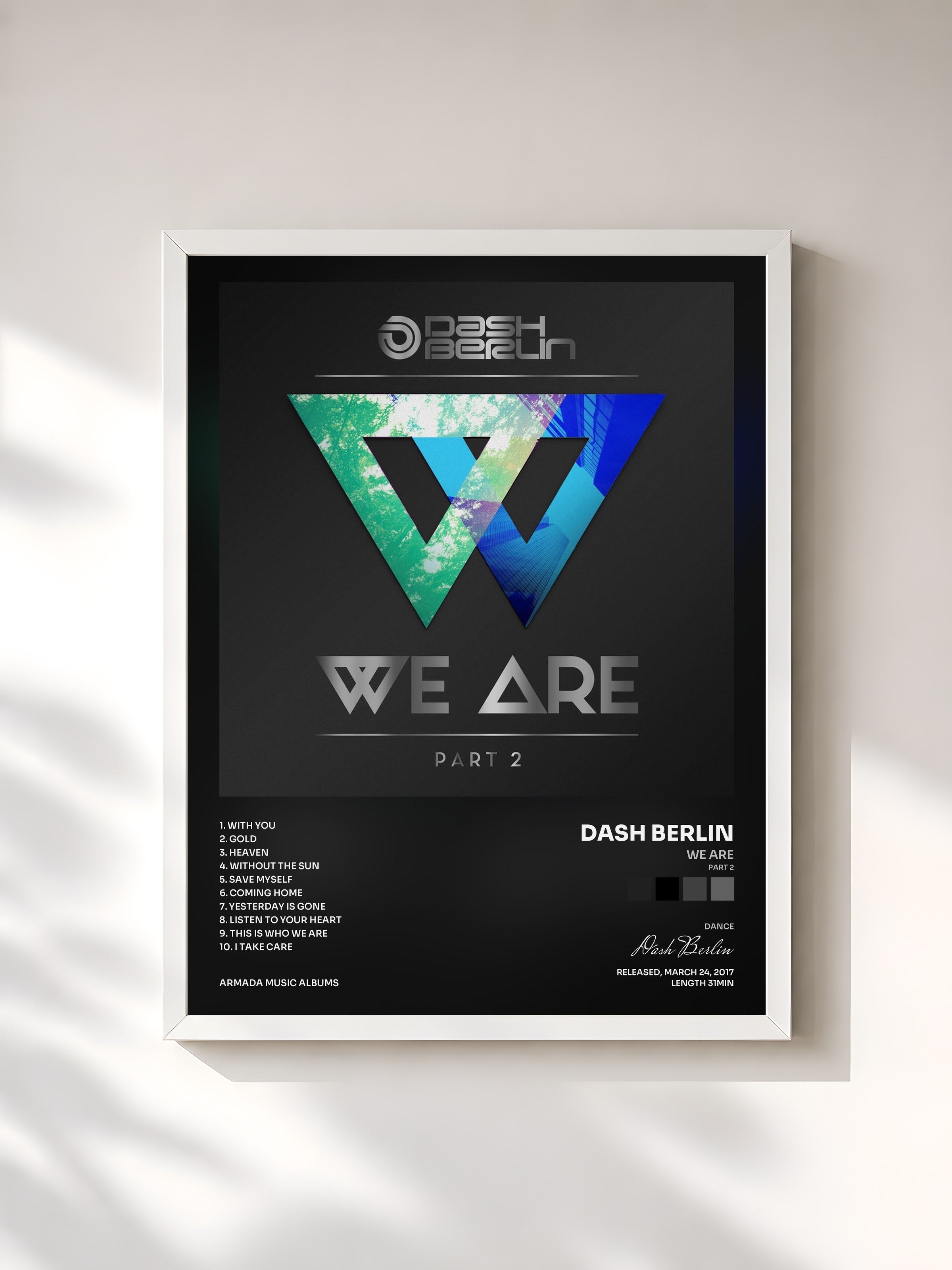 #blanc Tableau de l'album We Are (Part 2) de Dash Berlin, cadre blanc, imprimé et encadré en France