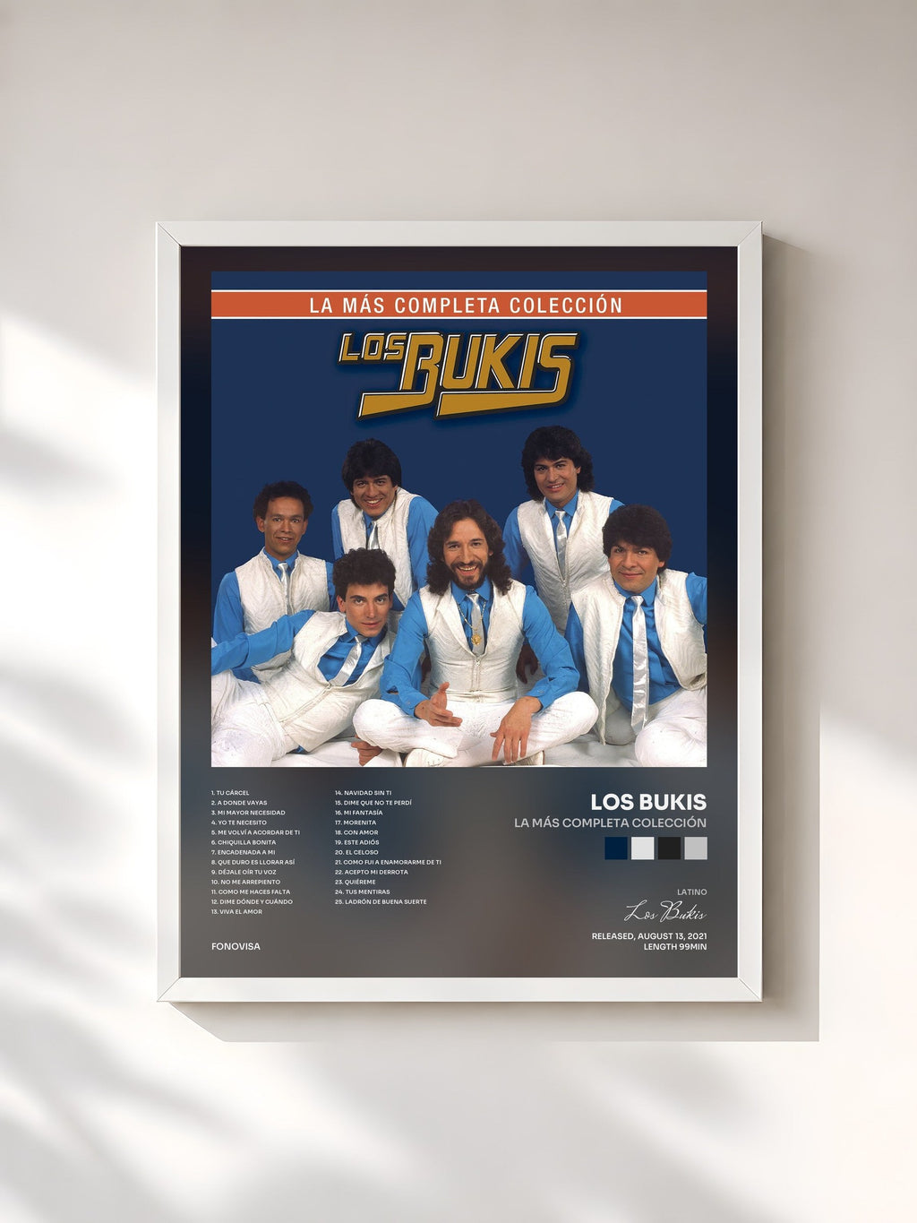 #blanc La Más Completa Colección by Los Bukis as a framed art print, white frame, printed and framed in France