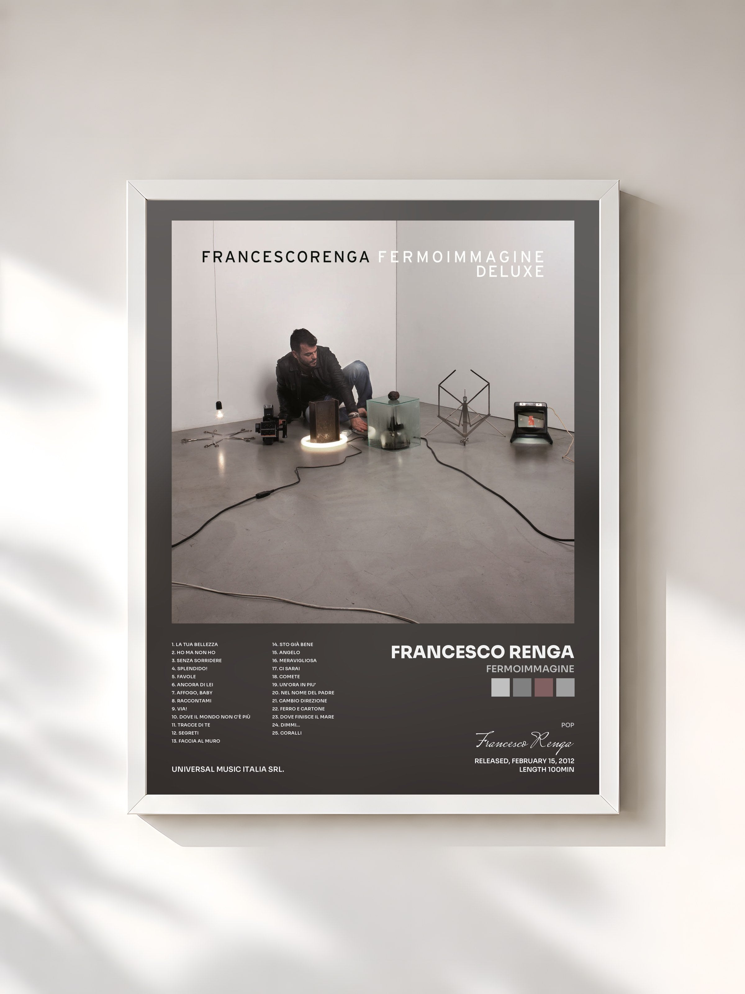 #blanc Tableau de l'album Fermoimmagine de Francesco Renga, cadre blanc, imprimé et encadré en France