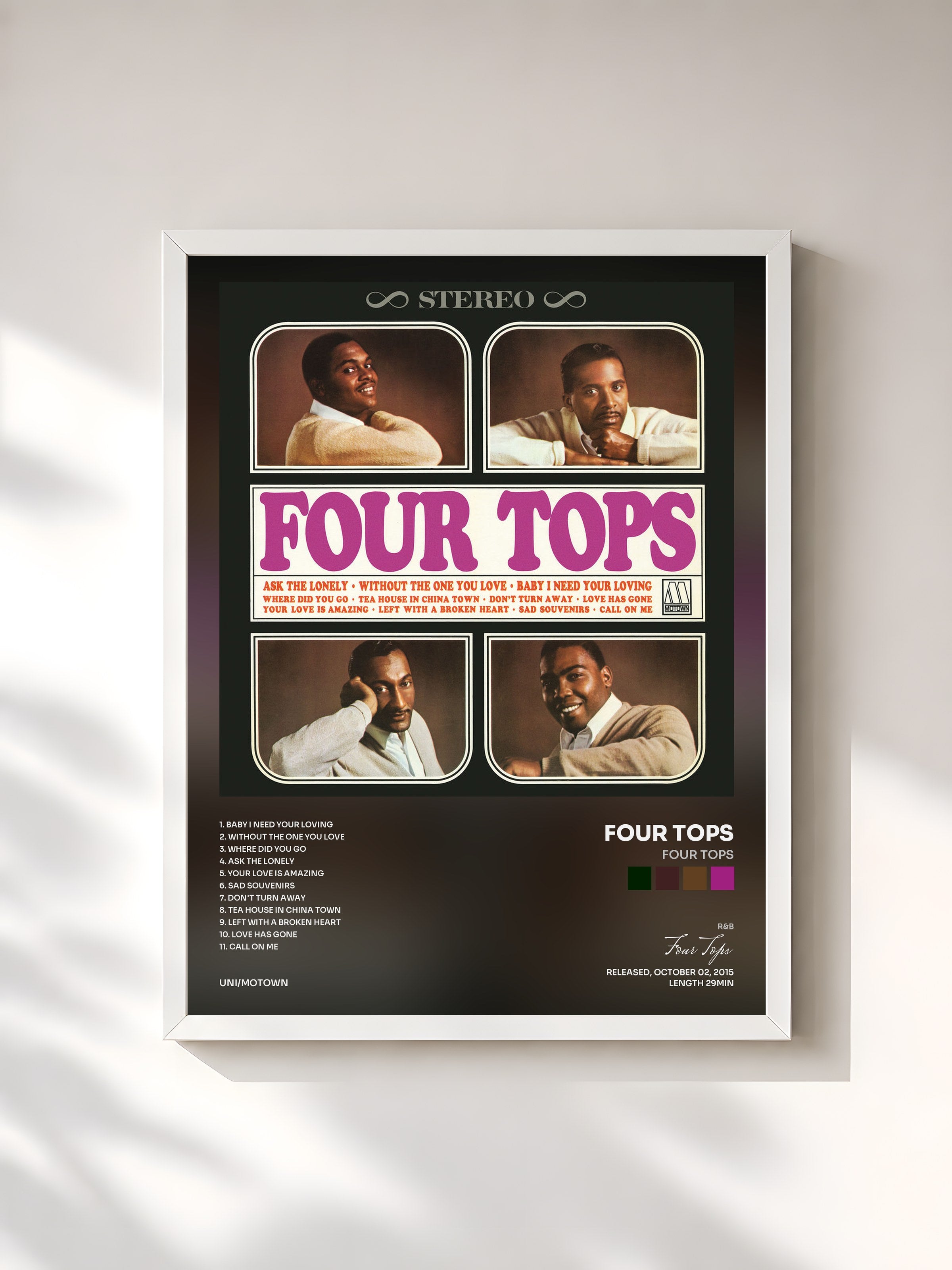 #blanc Tableau de l'album Four Tops de Four Tops, cadre blanc, imprimé et encadré en France